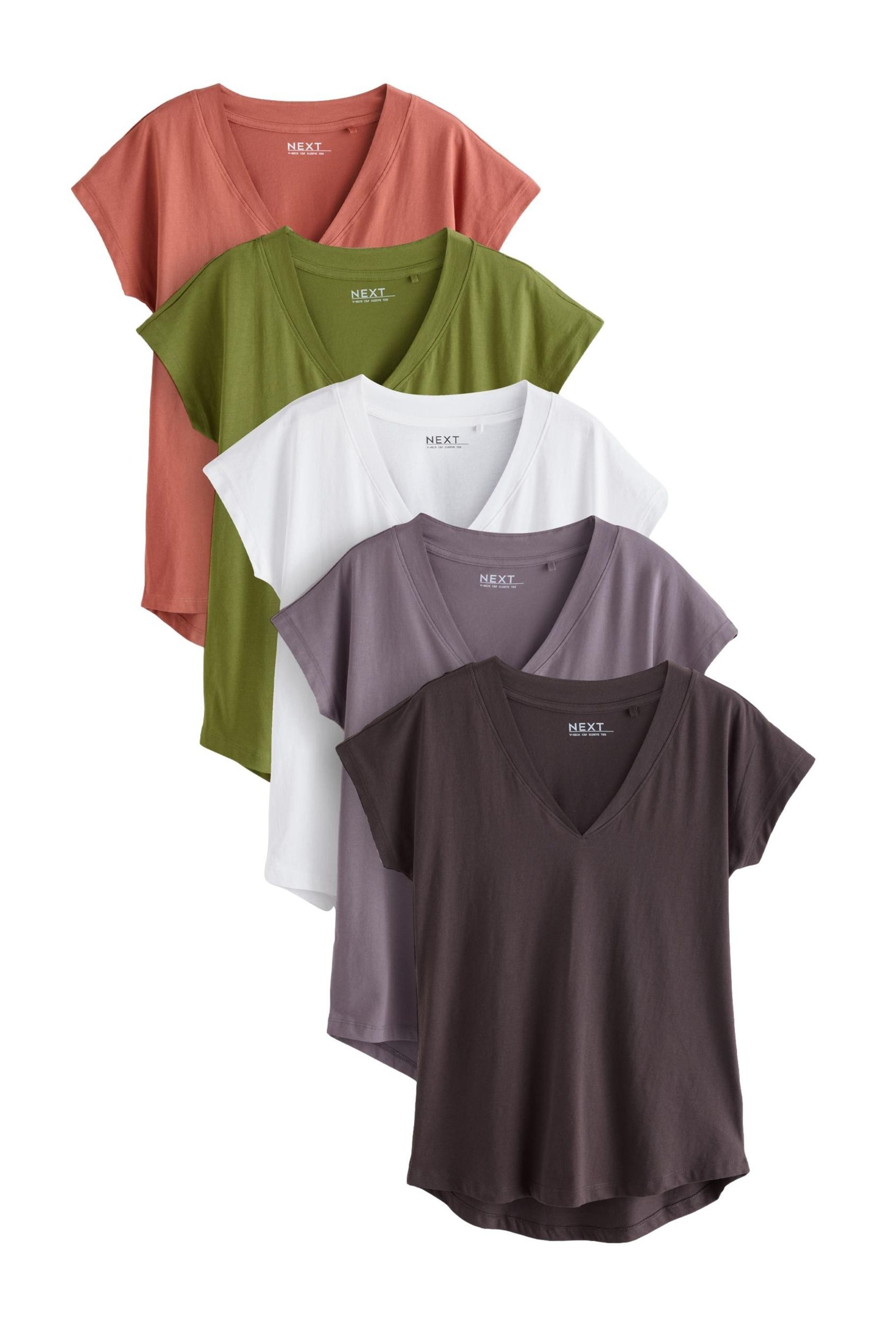 Next V-Shirt 5 T-Shirts mit V-Ausschnitt günstig online kaufen