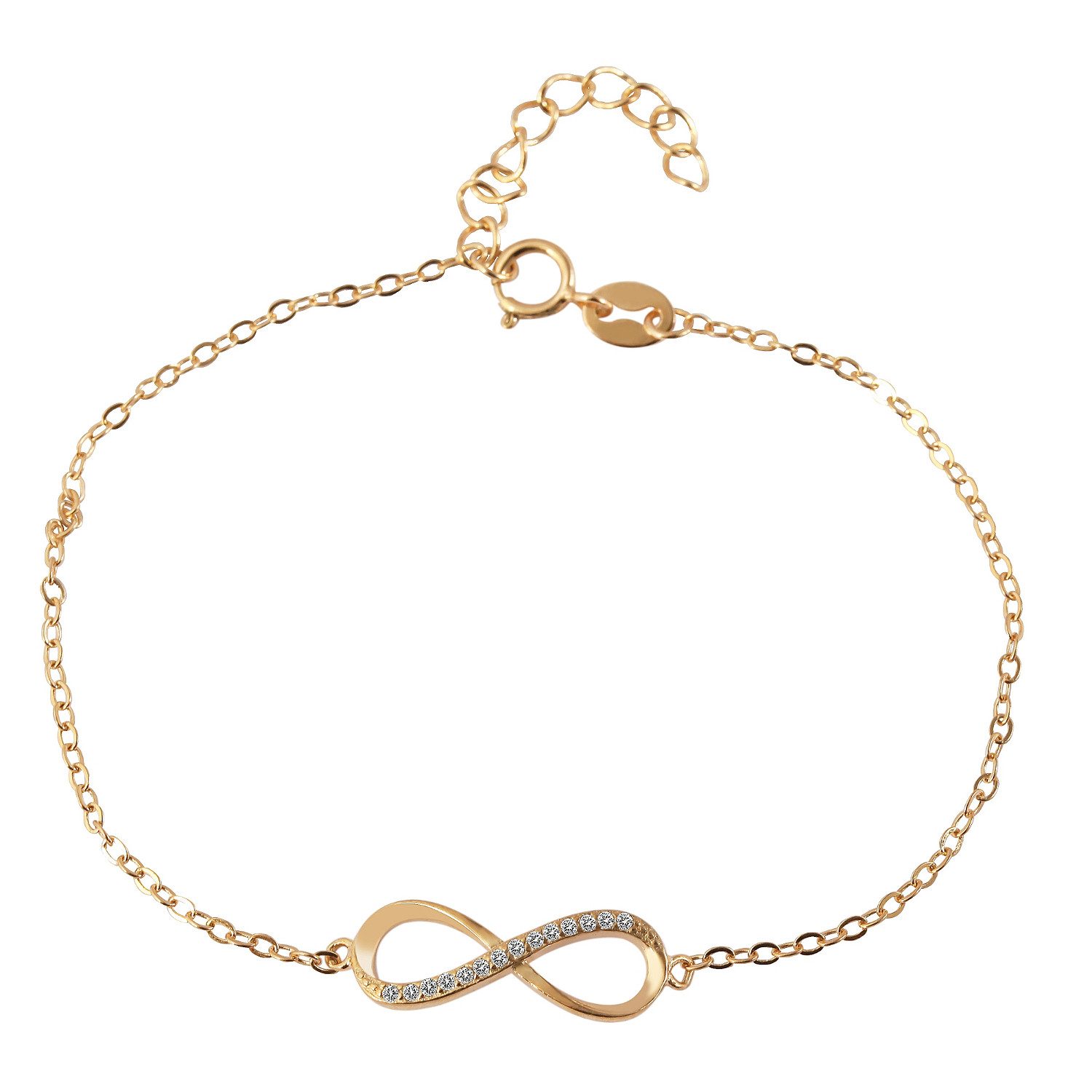KARMA Silberarmband Armband Damen gold Silber 925 Infinity Damen Damenarmband (Geschenk für Sie Zirkoniaarmband), vergoldetes Silberarmband modern Damenschmuck Zirkoniasteine mehr