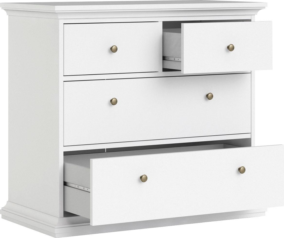 Home affaire Kommode Paris - mit 4 Schubladen im eleganten Landhauslook (96 x87x49 cm), Vier geräumige Schubladen für praktische Aufbewahrung – Bild 5 von 5