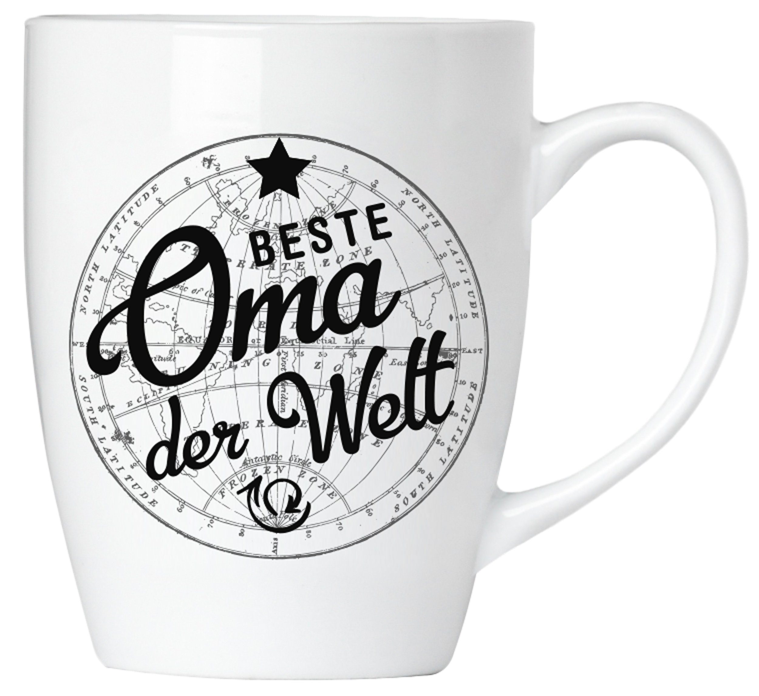 Motivtassen 2er-Set "Beste Geschenkset BRUBAKER Kaffeetassen Großeltern mit Tasse Keramik, Grußkarte, mit Kaffeebecher Geschenkpackung "Bester und Opa", in Weltkugel Oma" für