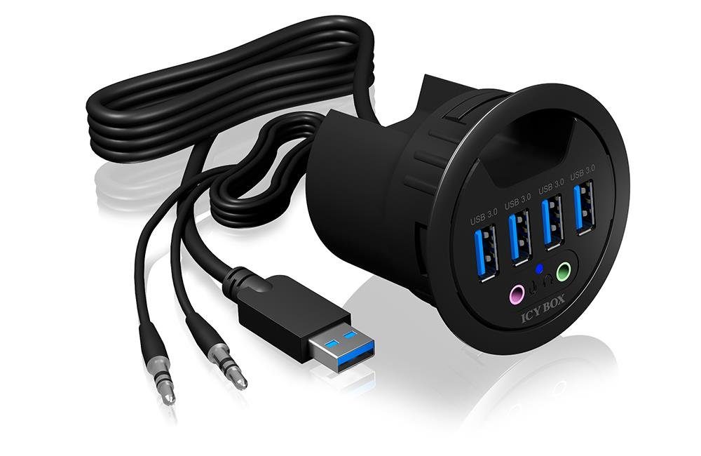 ICY BOX IB-HUB1403 USB-Adapter, 4 Port Tisch-Hub mit USB Type-A Anschluss, 5 V, 120 cm Kabel