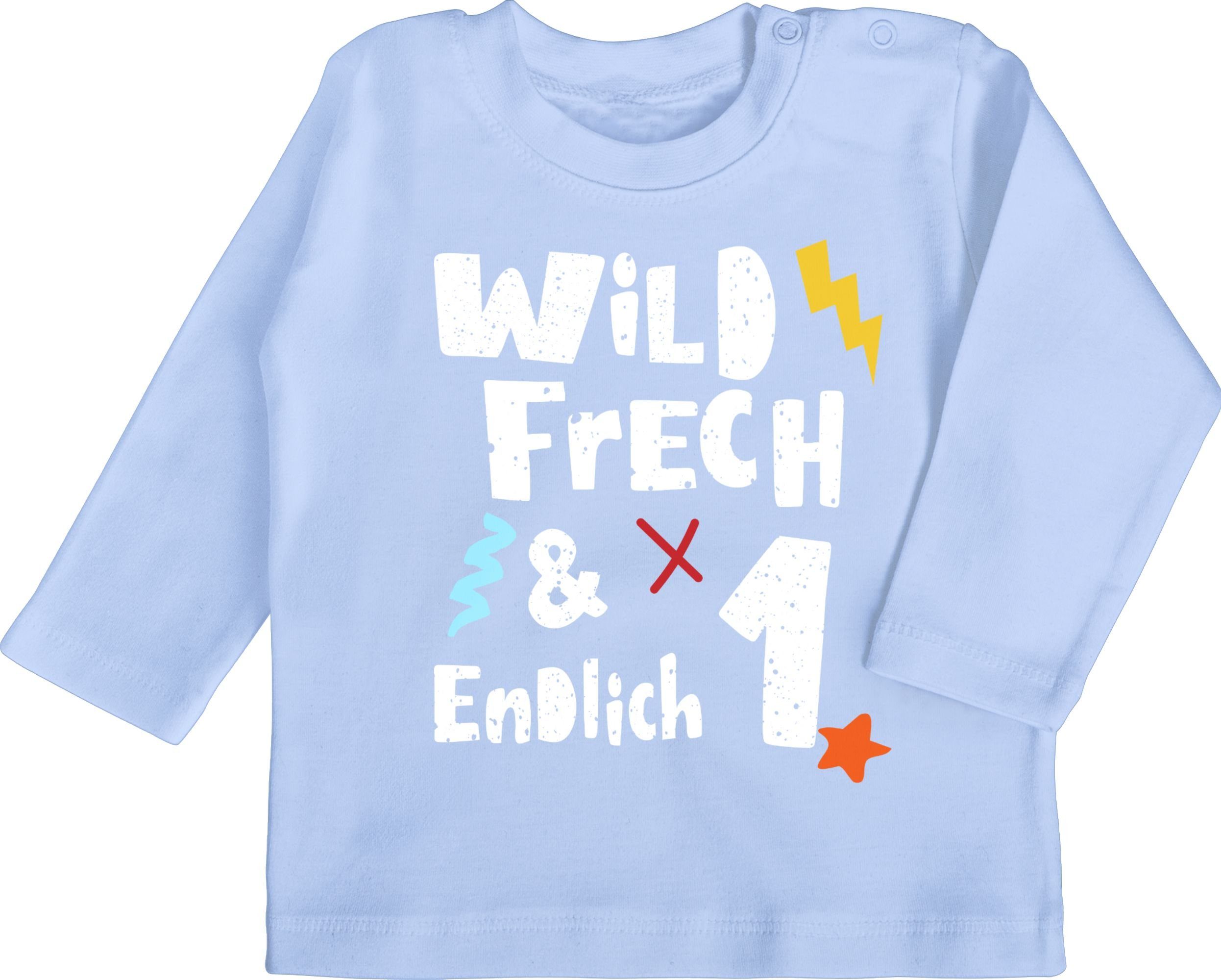 Shirtracer T-Shirt Wild frech und endlich 1 - Ein Jahre Wunderbar 1. Geburtstag 2 Babyblau