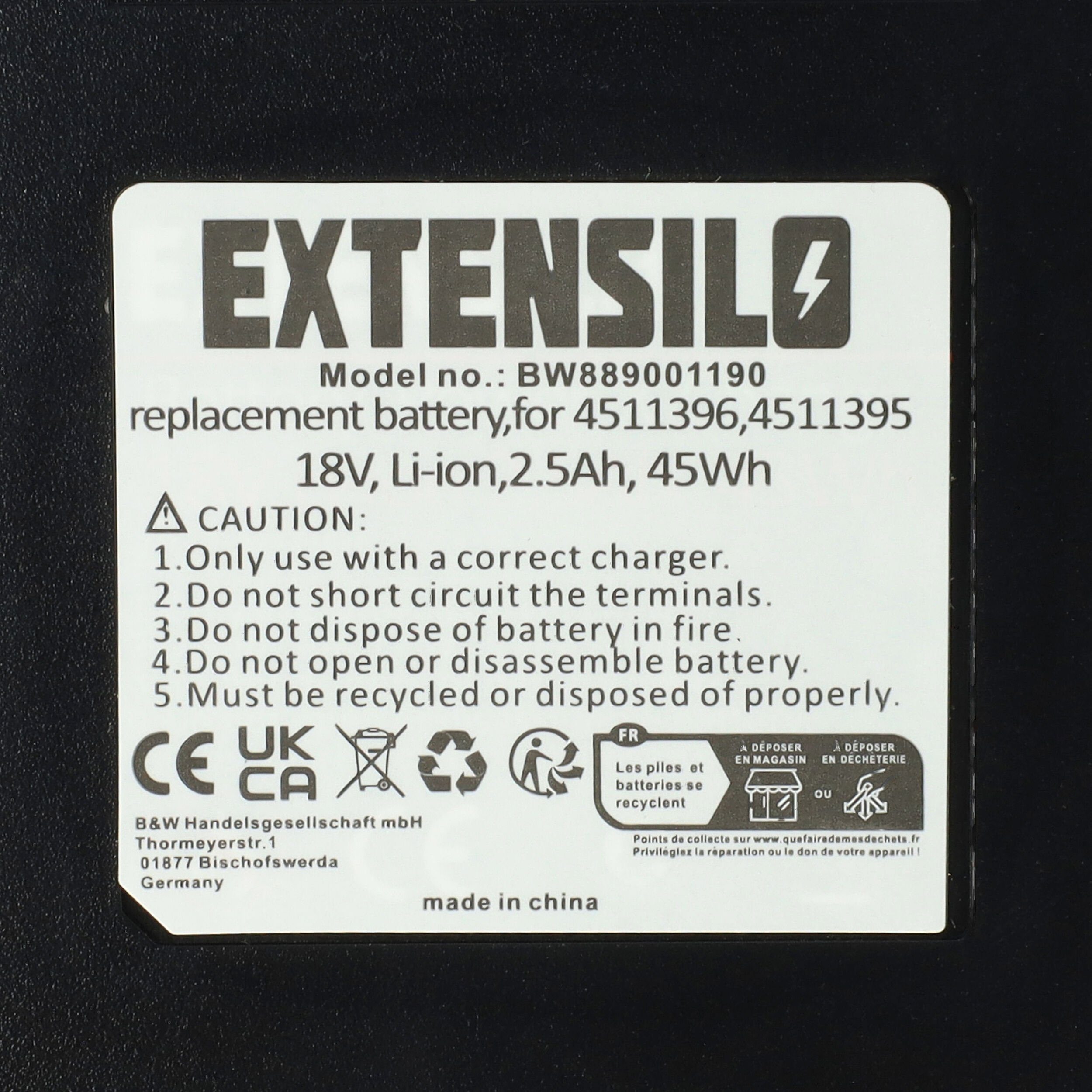 Li E-Solo, Akku 36 Extensilo GE-CL mit GE-CL Einhell V) Li-Ion (18 18 kompatibel mAh 2500