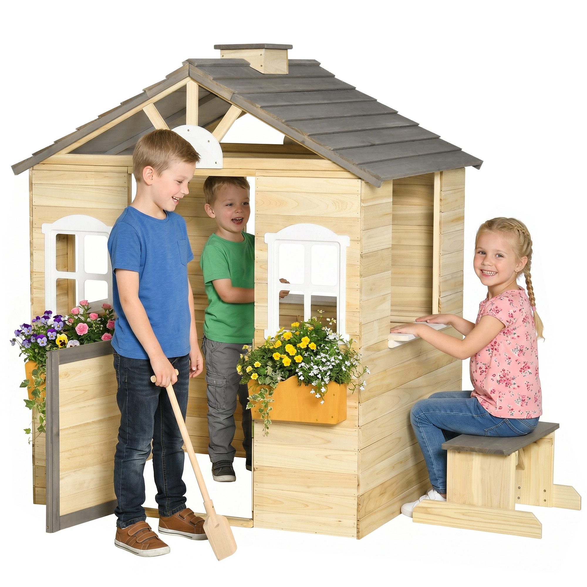 Spielhaus Kinderspielhaus mit Briefkasten Fenster