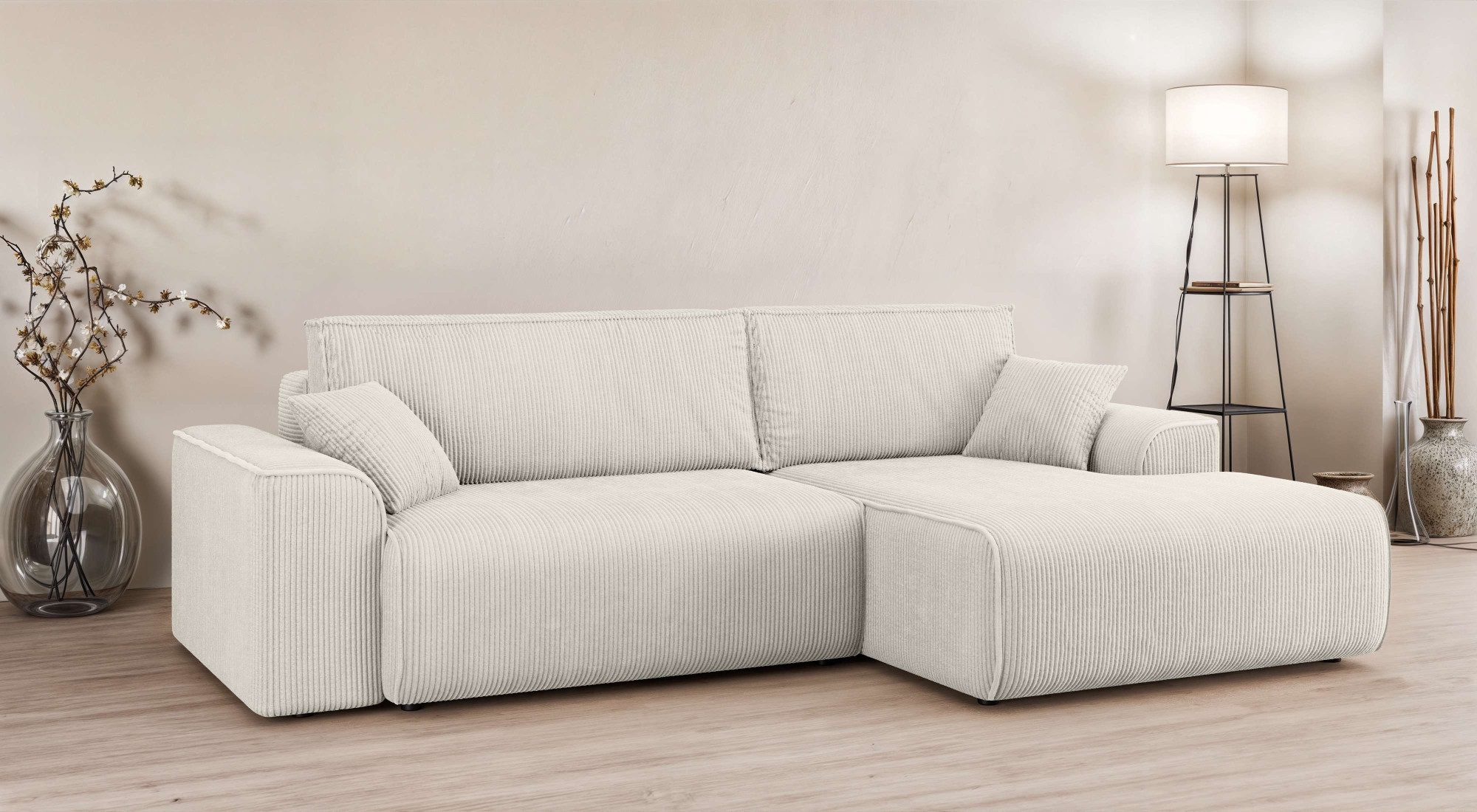 Ecksofa Santenay mit Bettfunktion und Bettkasten, Maße: B/T/H 266/164/90 cm