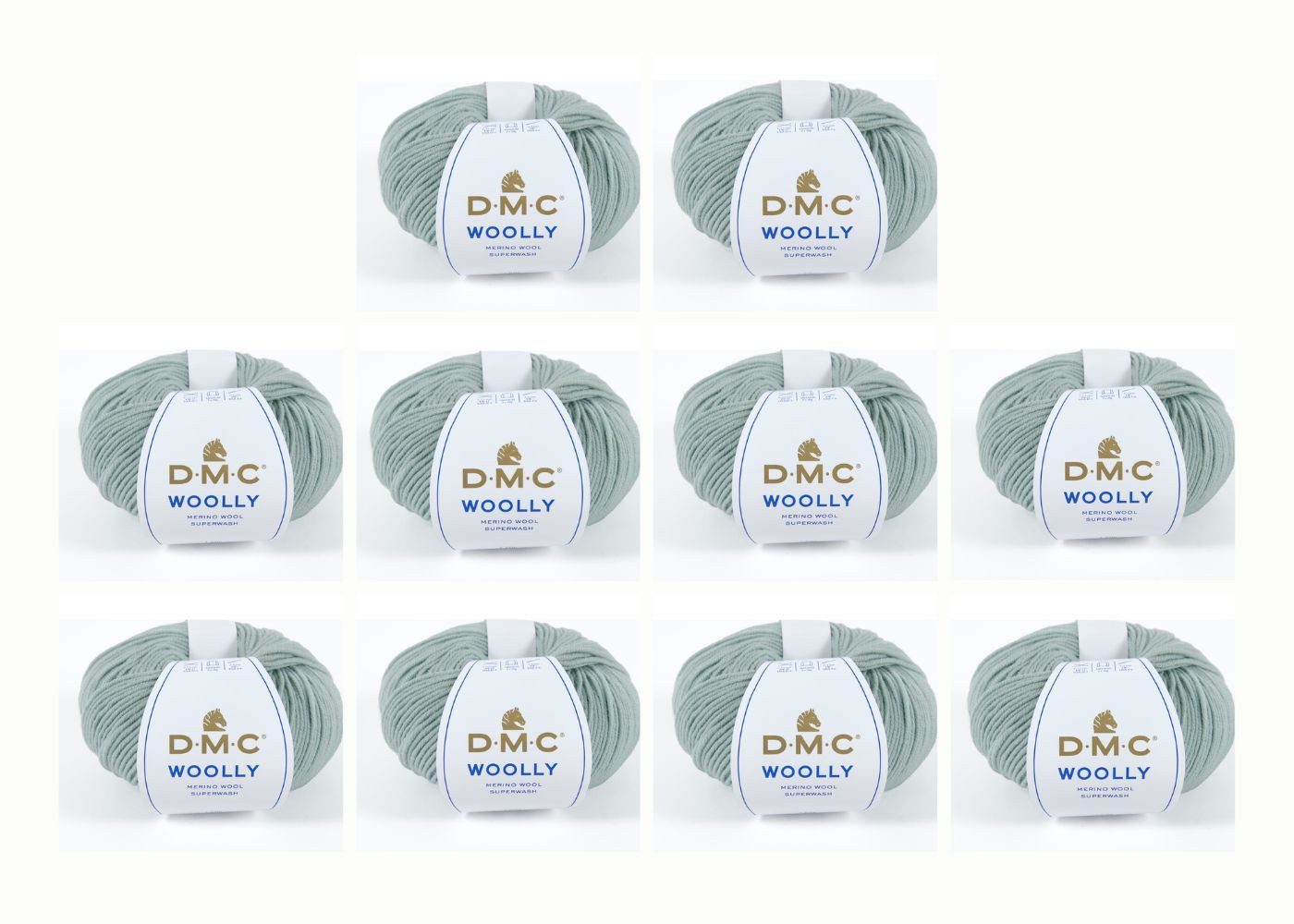 DMC 10x DMC Wolle "Woolly" Merinowolle – 100% Wolle aus Australien Häkelwolle, (embroidery kit by Marussia, 1-St., Hochwertiges Garn zum Stricken und Häkeln), Hochwertiges Garn zum Stricken und Häkeln