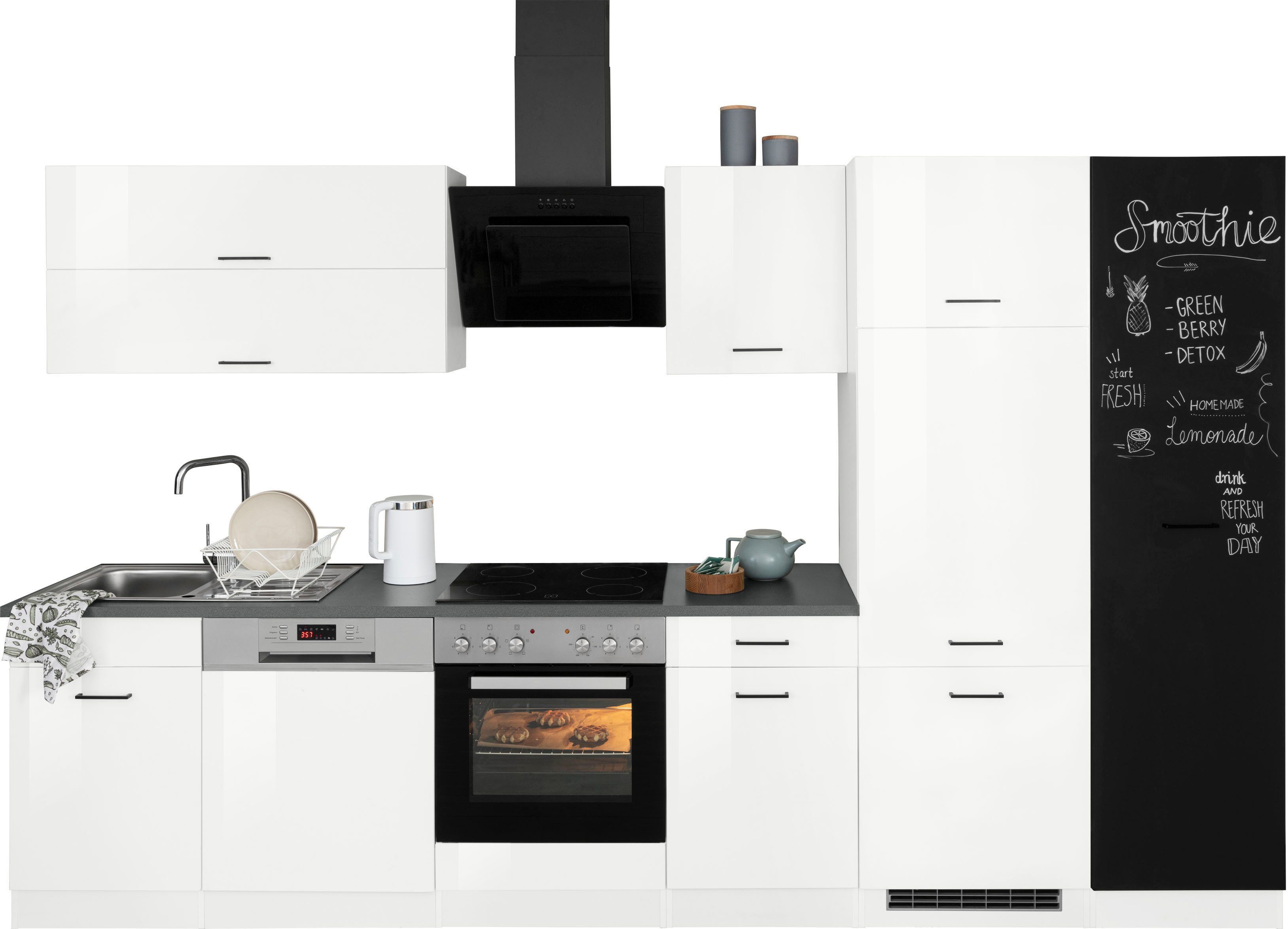 KOCHSTATION Küchenzeile KS-Trier, mit E-Geräten, Breite 330 cm