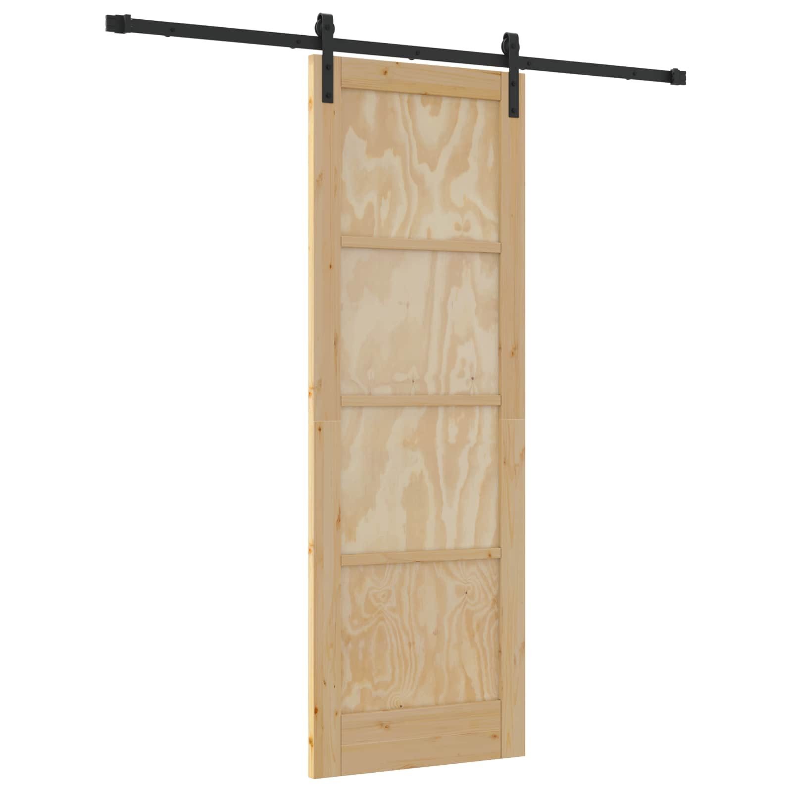 vidaXL Haustür Schiebetür Natürlich und Schwarz 73,5 x 211 cm (1-St)