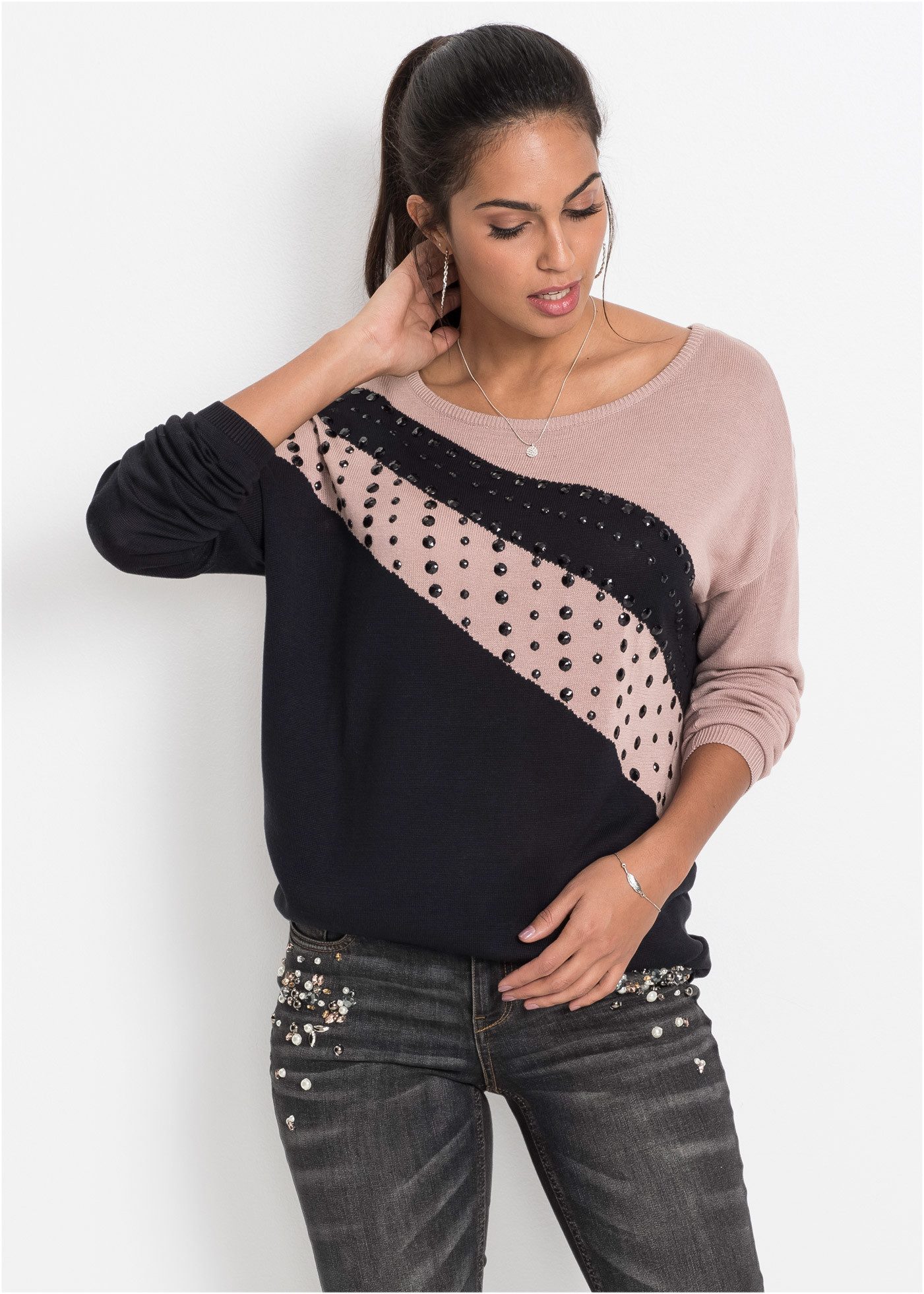 bonprix Longpullover Longpullover mit Applikation