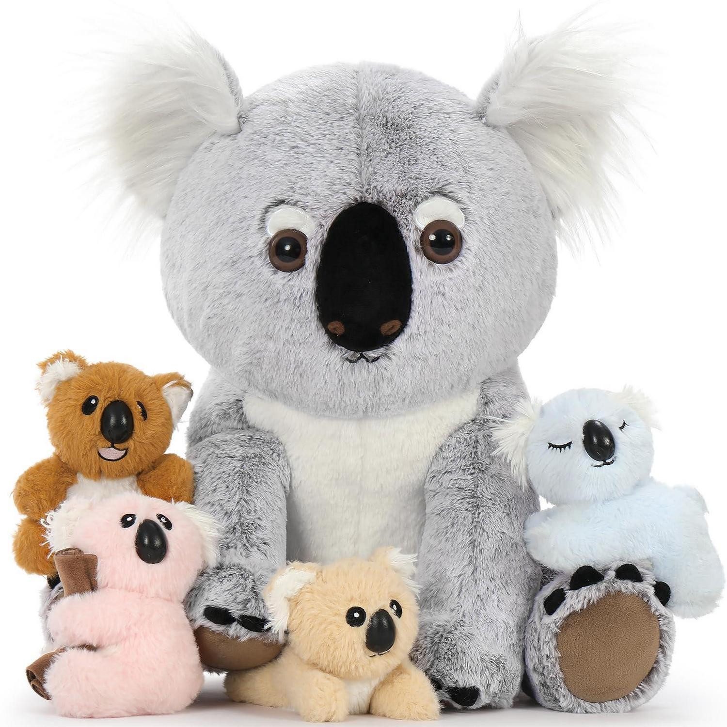 LuxusKollektion Kuscheltier Plüschtier Koala XXL 45cm 3 Baby Geschenk Kinder Grau-weiß