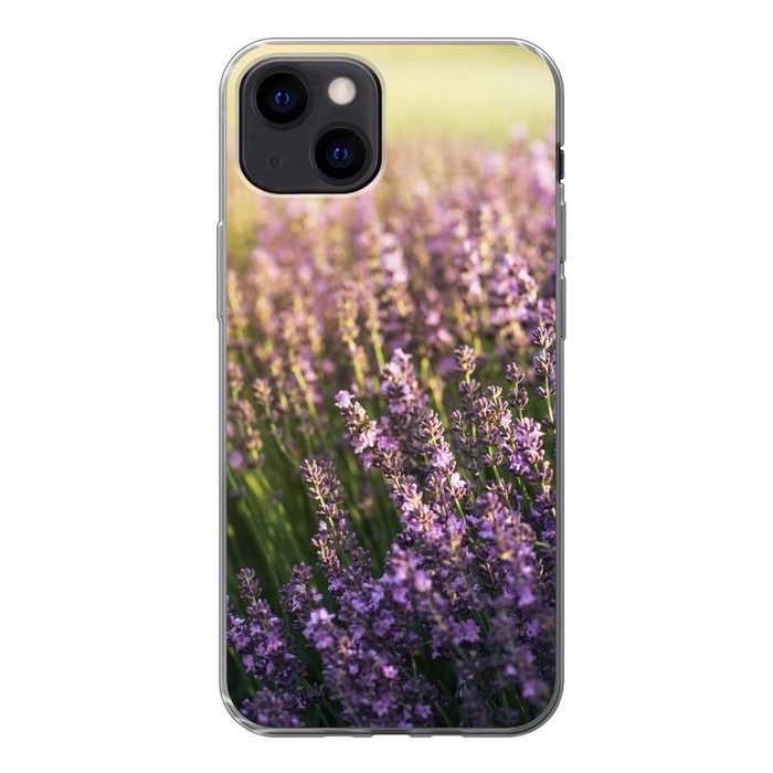 MuchoWow Handyhülle Lavendel auf einem Feld Handyhülle Apple iPhone 13 Mini Smartphone-Bumper Print Handy