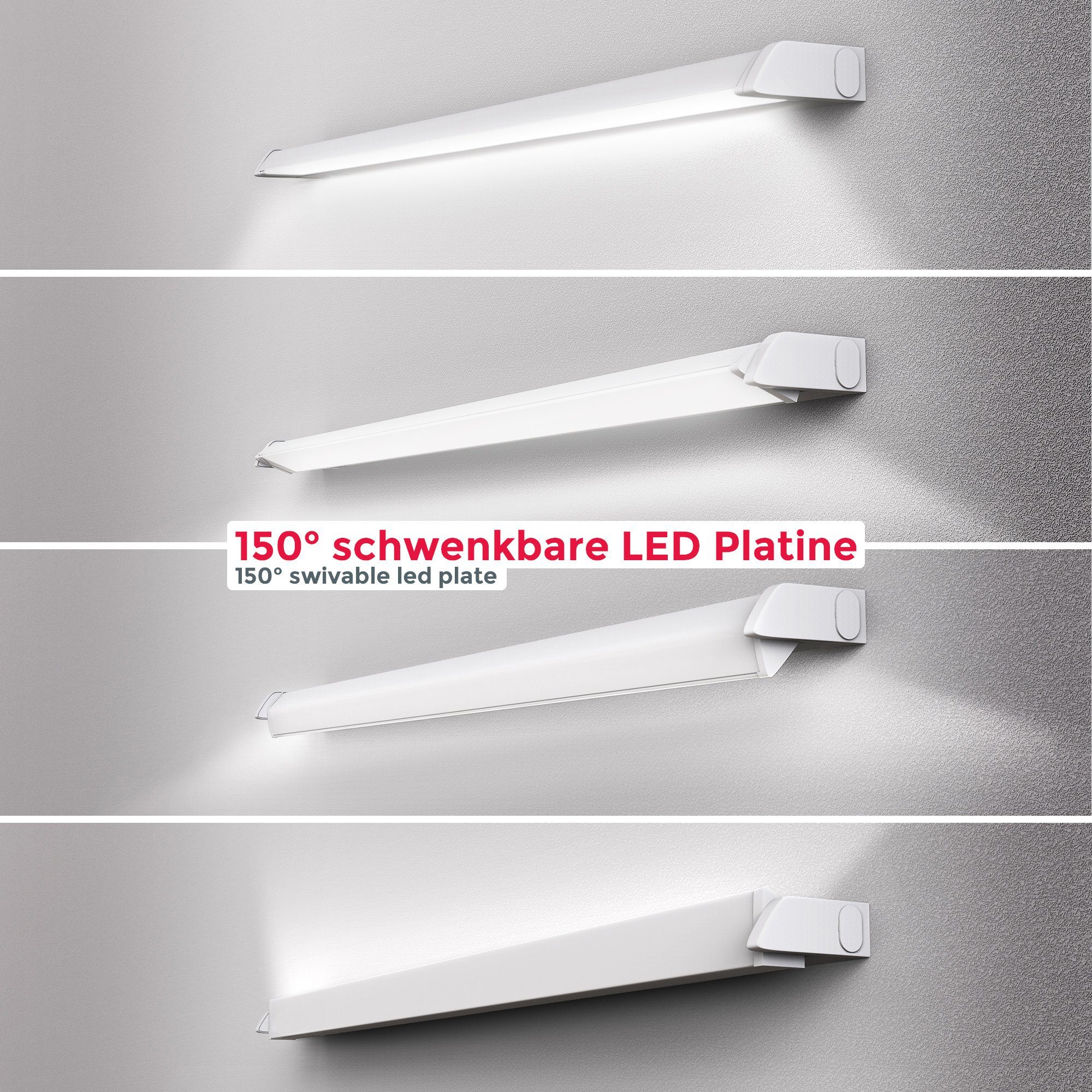 LED wählbar, Lichtleiste, B.K.Licht Farbtemperatur schwenkbar, Warmweiß, Unterschrankleuchte, Neutralweiß, integriert, 150° weiß fest