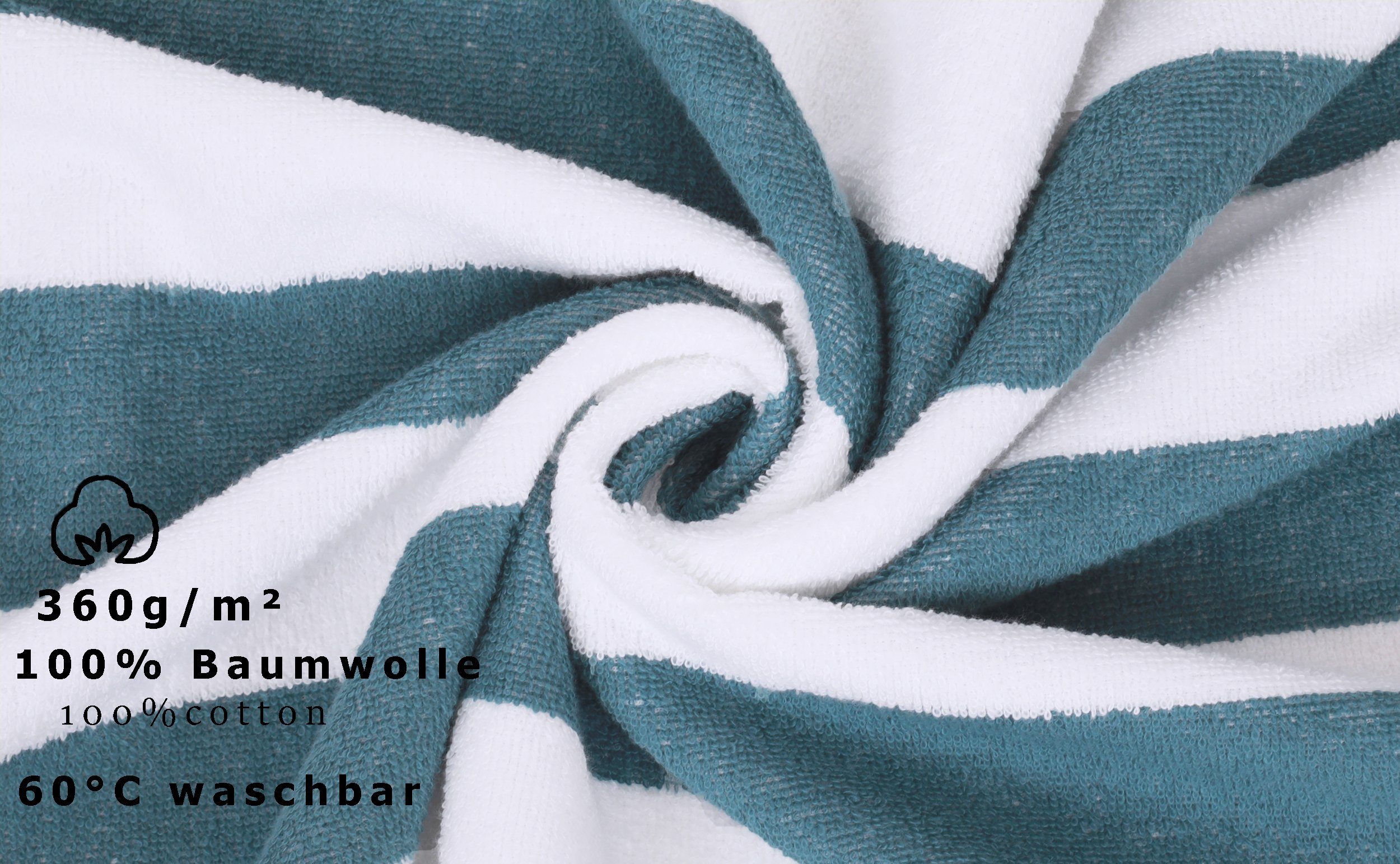 Berlin Badetücher Saunatuch Größe 2 cm, x Stück 100% 70 taubenblau mit - Streifen 180 weiß Betz Baumwolle XXL