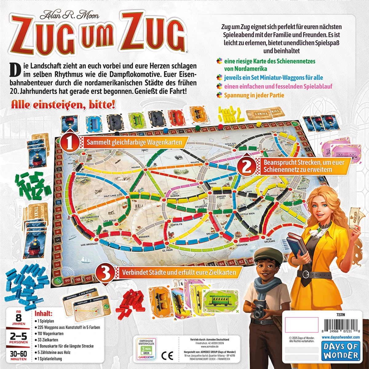 Days of Wonder Spiel Familienspiel Strategiespiel Zug um Zug (Refresh) DOWD0047