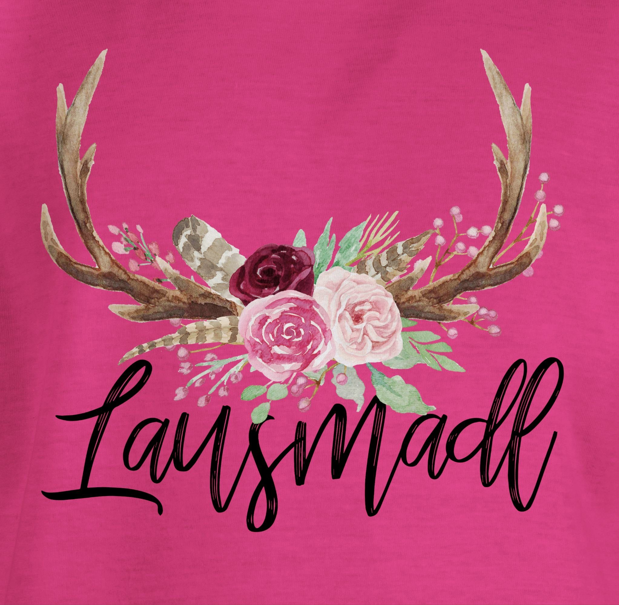 Fuchsia Outfit Lausmadl Mode Shirtracer 2 Hirschgeweih T-Shirt Kinder für Oktoberfest
