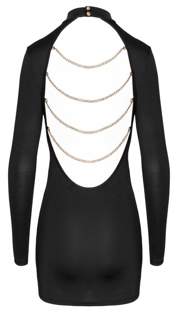 Cottelli PARTY Minikleid Langarm-Minikleid mit großem Rückenausschnitt mit Ketten - schwarz (1-tlg) Ketten abnehmbar – Bild 5 von 5