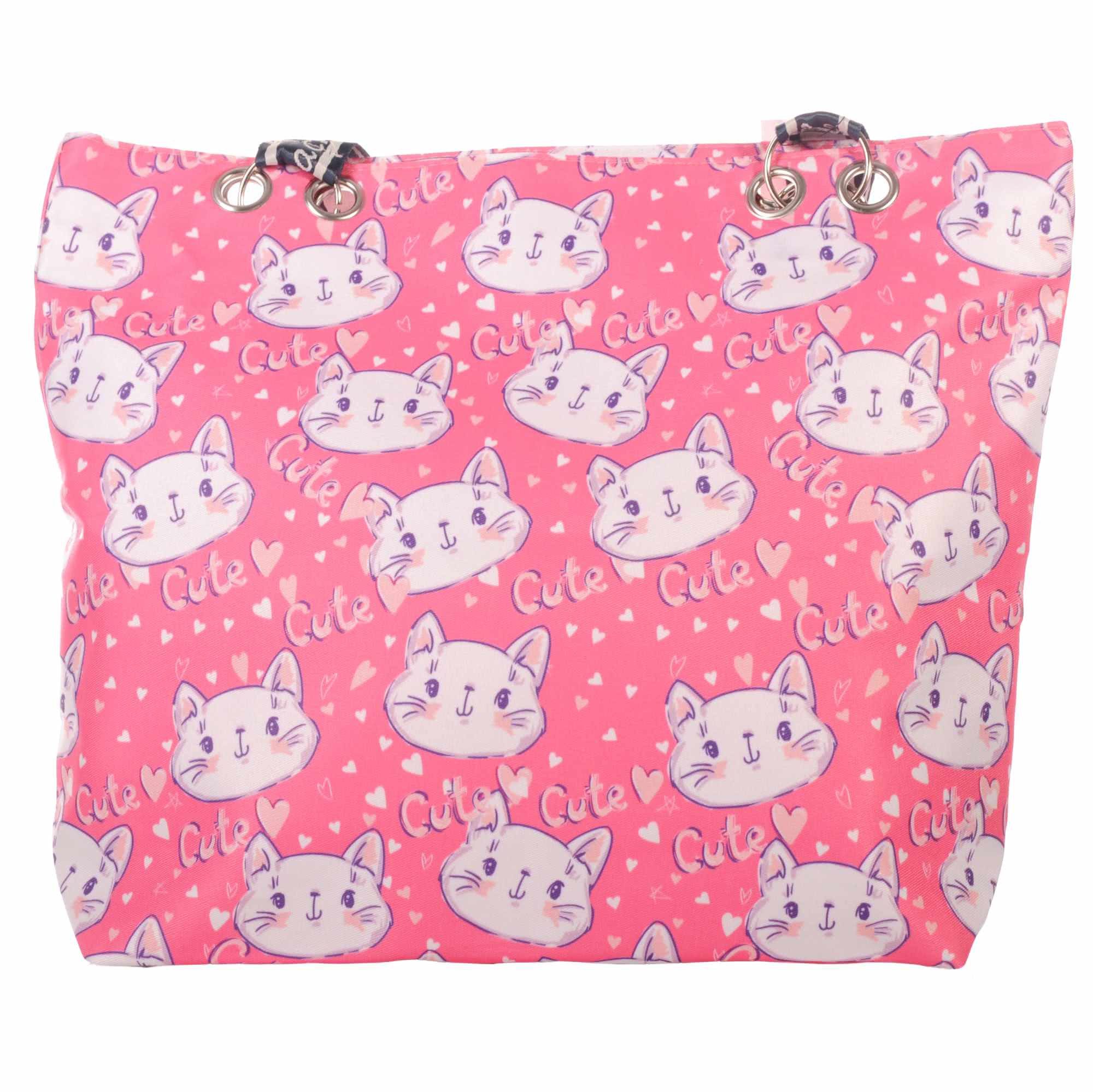 KMISSO Umhängetasche Strandtasche mit Reißverschluss und Katzenmotiv 30720 (1-tlg), im eleganten Look – Bild 5 von 5