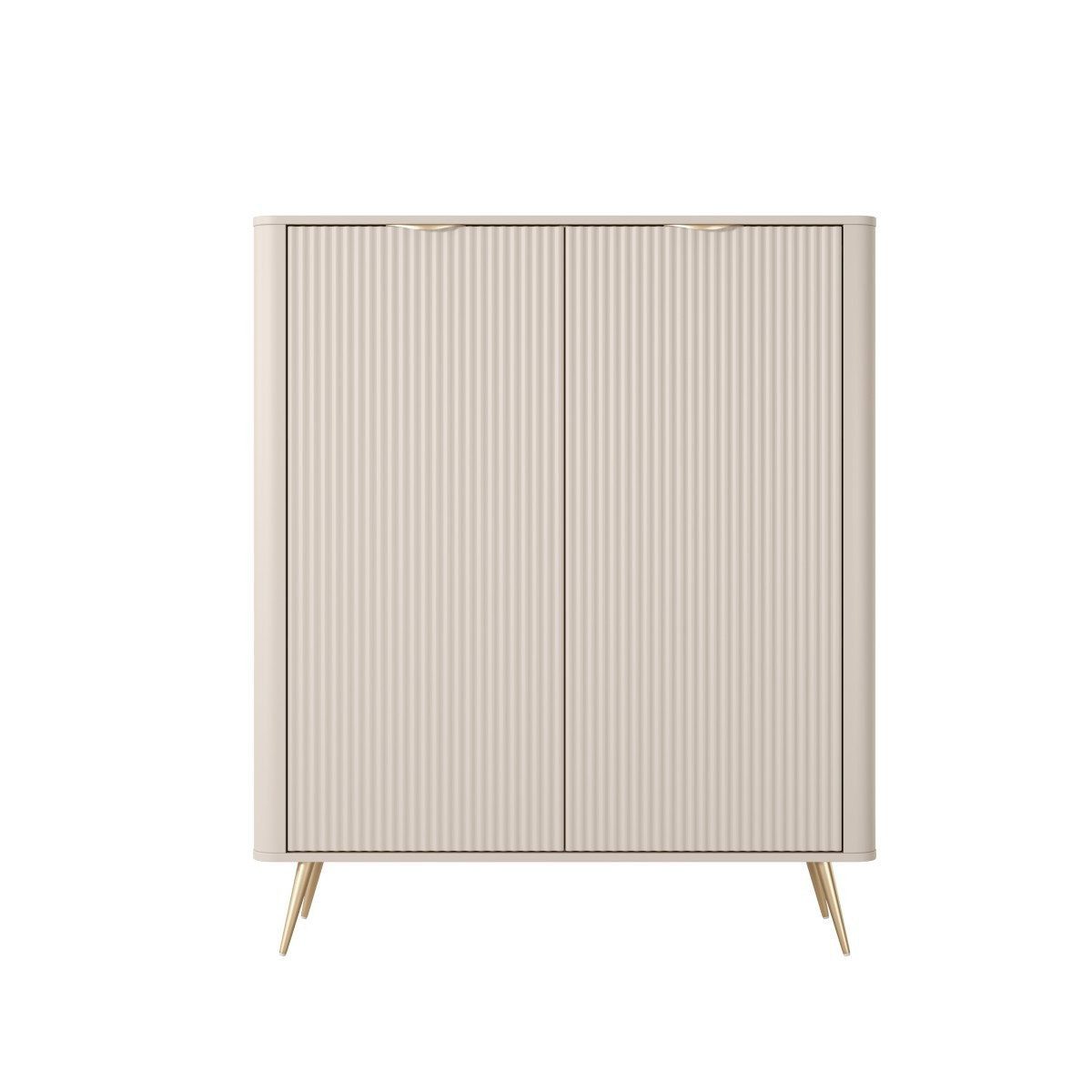 yourhouse24 Highboard Lante 2D Beige Kaschmir 113cm mit geriffelten Fronten (1 St., Ohne Dekoration)
