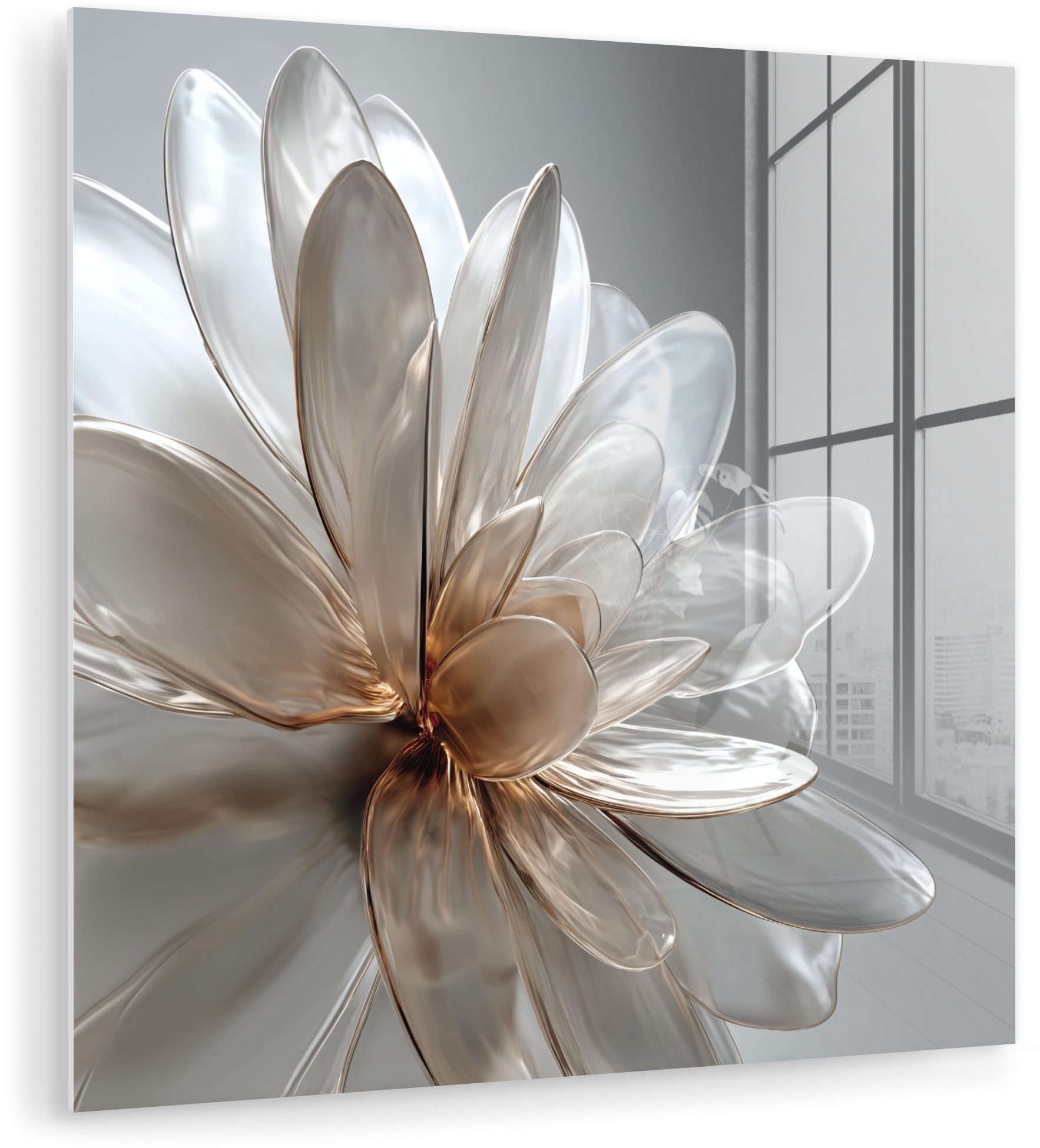 MuchoWow Acrylglasbild Blume - Weiß - Neutral, Inkl. Aufhängung, Bilder auf günstig online kaufen