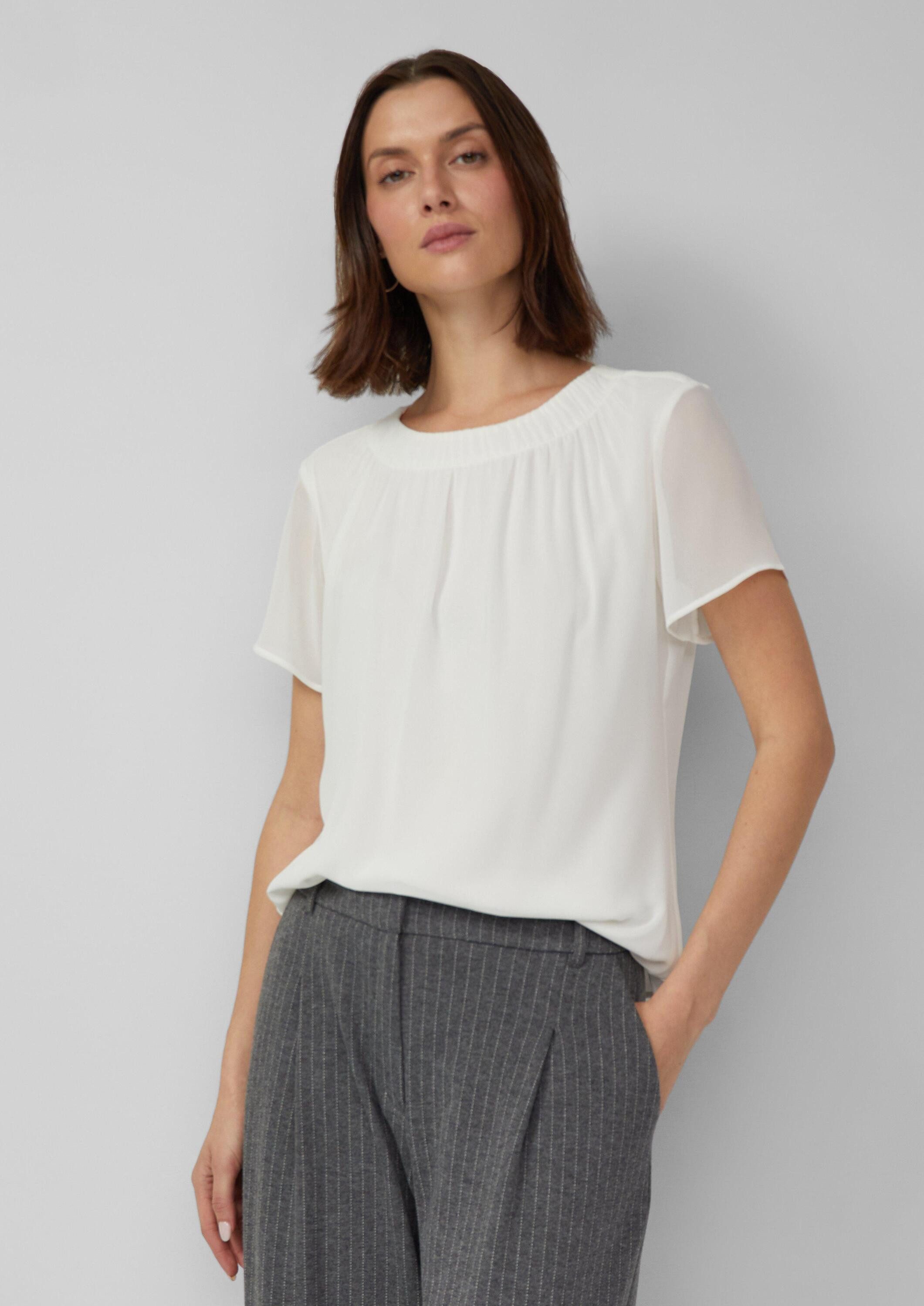 s.Oliver Kurzarmbluse Bluse Luftige Bluse mit Viskose-Futter und abgesteppt günstig online kaufen