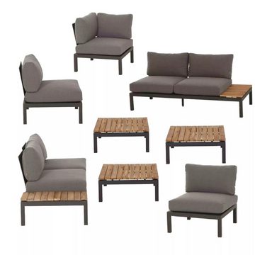 Siena Garden Gartenlounge-Set Alvida, (8-tlg., 2x Loungesofa, 2x Mittelteil, 1x Eckteil, 3x Loungetisch), reißfestes Ranotex® Gewebe