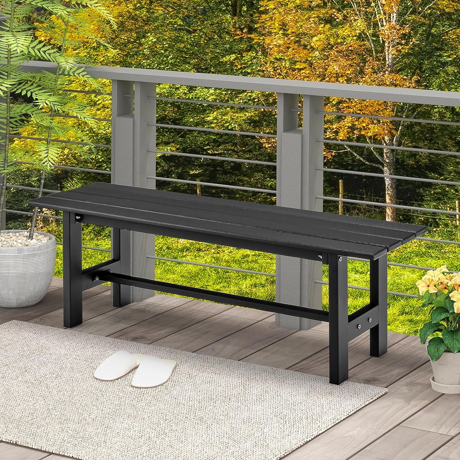 KOMFOTTEU Gartenbank Sitzbank, wetterfest & lichtecht, 120×36×40,5cm