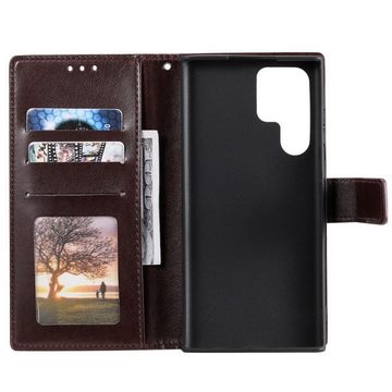 CoverKingz Handyhülle Hülle für Samsung Galaxy S22 Ultra Handyhülle Flip Case Cover Etui 17,2 cm (6,8 Zoll), Klapphülle Schutzhülle mit Kartenfach Schutztasche Motiv Mandala
