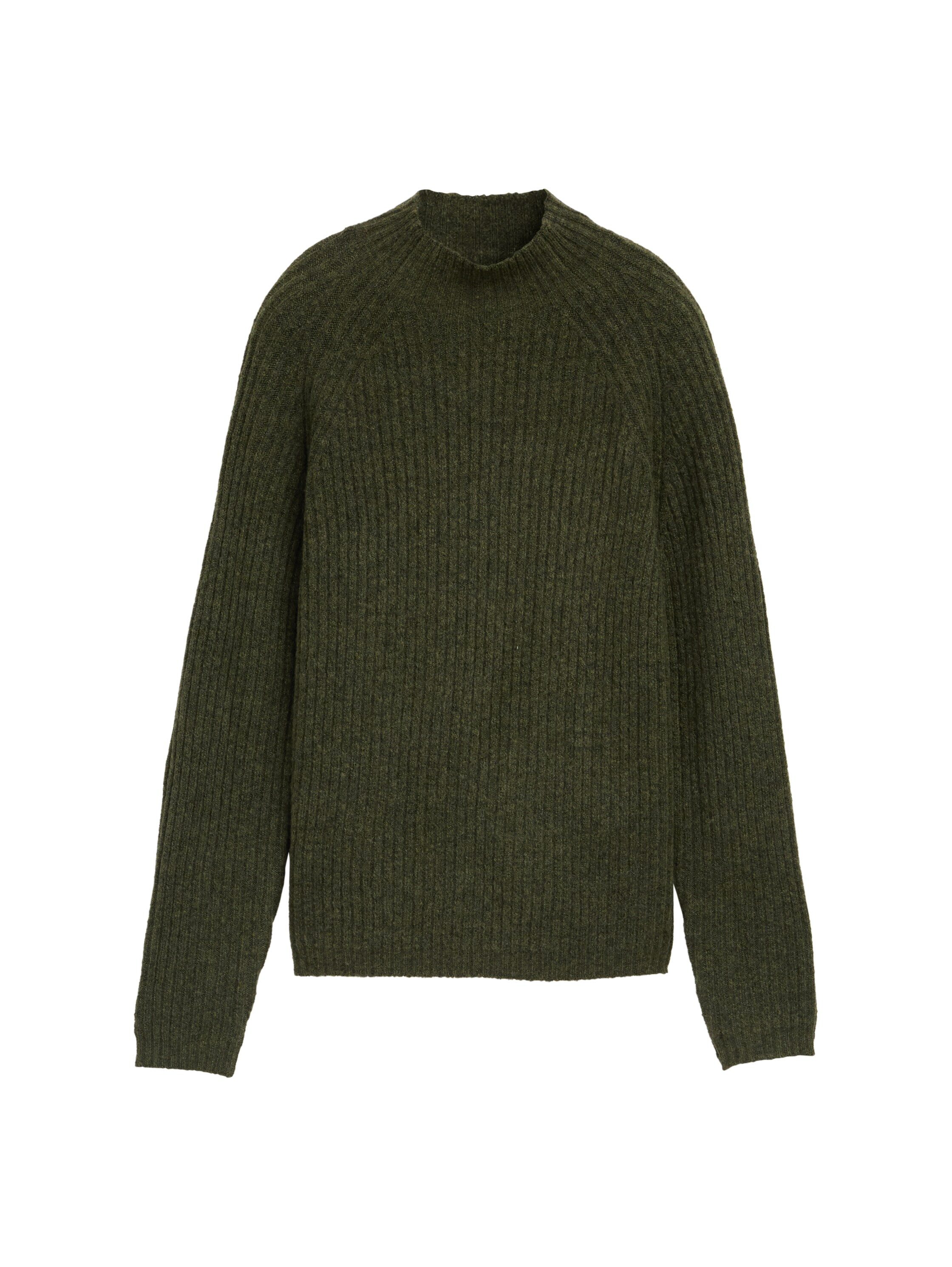 TOM TAILOR Denim V-Ausschnitt-Pullover mit Stehkragen
