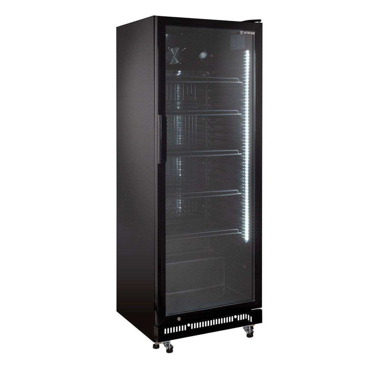 Getränkekühlschrank GKS-360 Flaschenkühlschrank 360 L, Glastür & LED, abschließbar schwarz