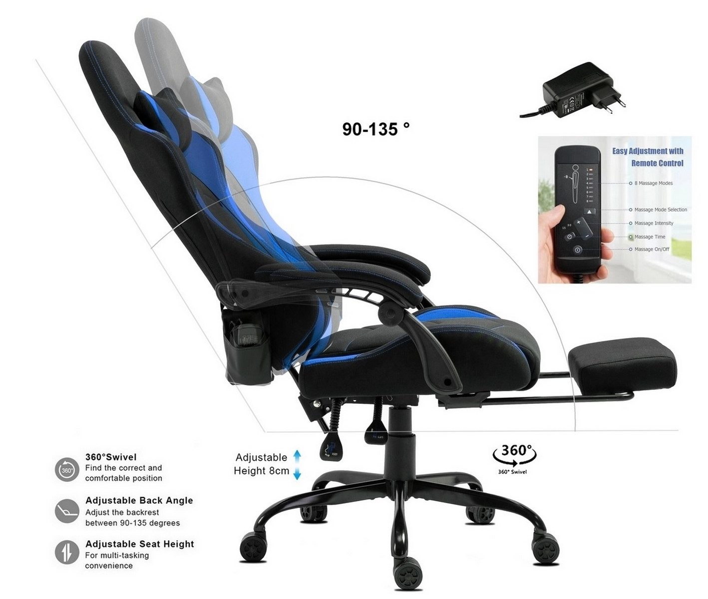 Delman Gaming-Stuhl Bürostuhl,Chefsessel Massagefunktion mit 6 günstig online kaufen