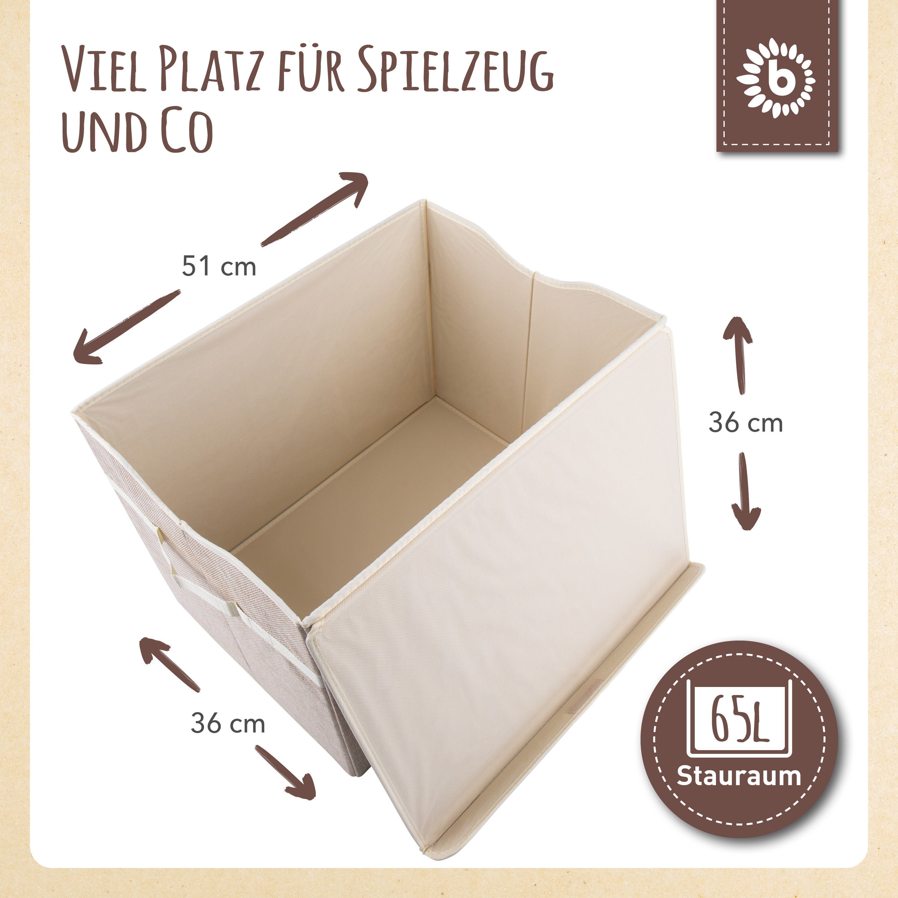 BIECO Spielzeugtruhe Bieco Kinder Aufbewahrungsbox mit Deckel 65L, faltbar Spielzeugkiste