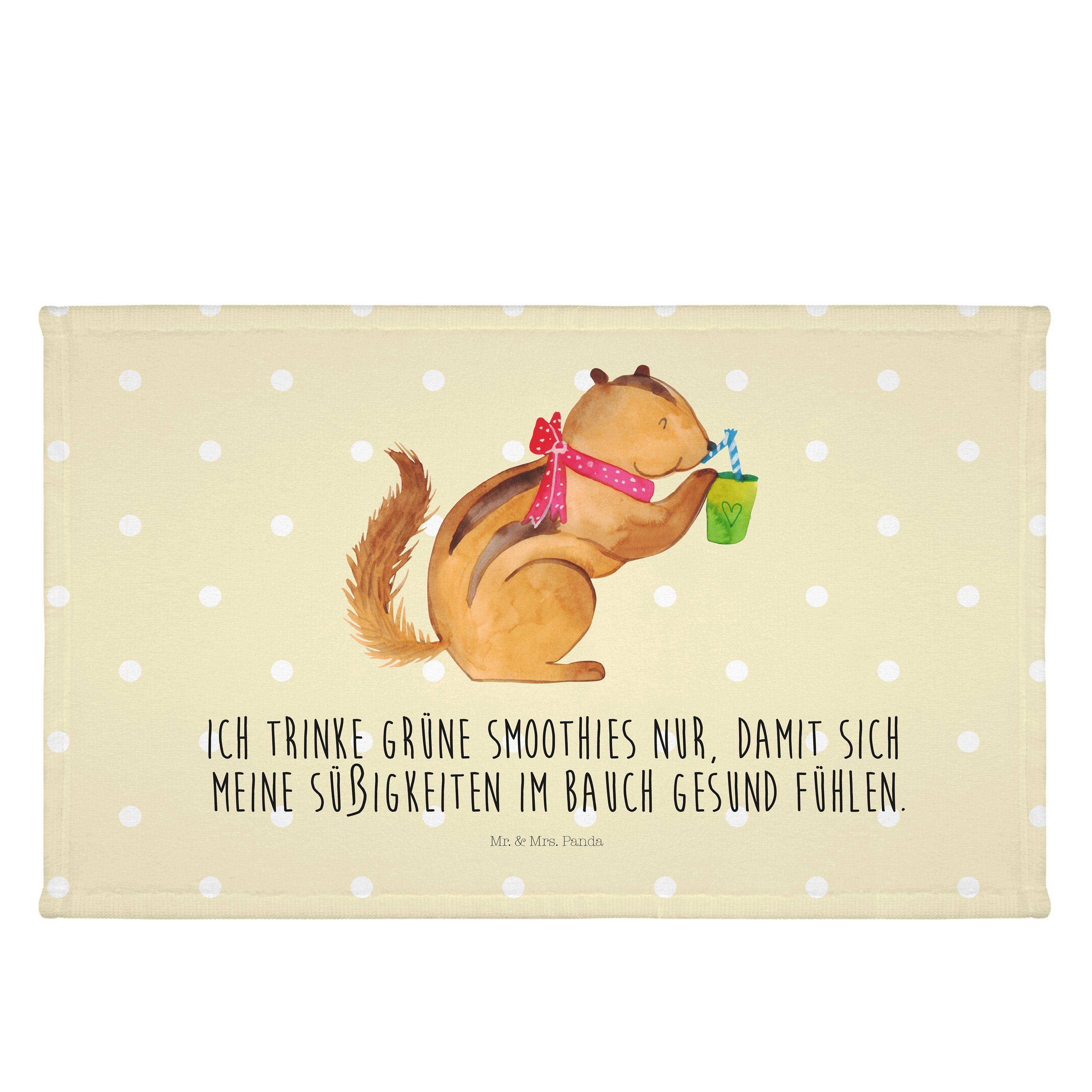 Mr. & Mrs. Panda Handtuch Eichhörnchen Smoothie - Gelb Pastell - Geschenk, Sport Handtuch, Stre, (1-St)