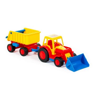 WADER QUALITY TOYS Spielzeug-Traktor Basics Traktor mit Schaufel mit Hänger (im Schaukarton)