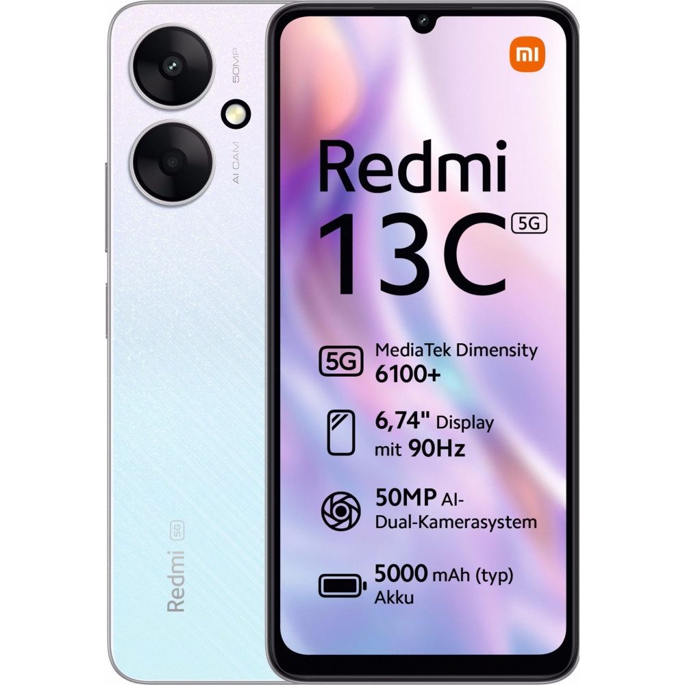 Xiaomi Redmi 13C 5G 128 GB / 4 GB - Smartphone - starry silver Smartphone (6,74 Zoll)