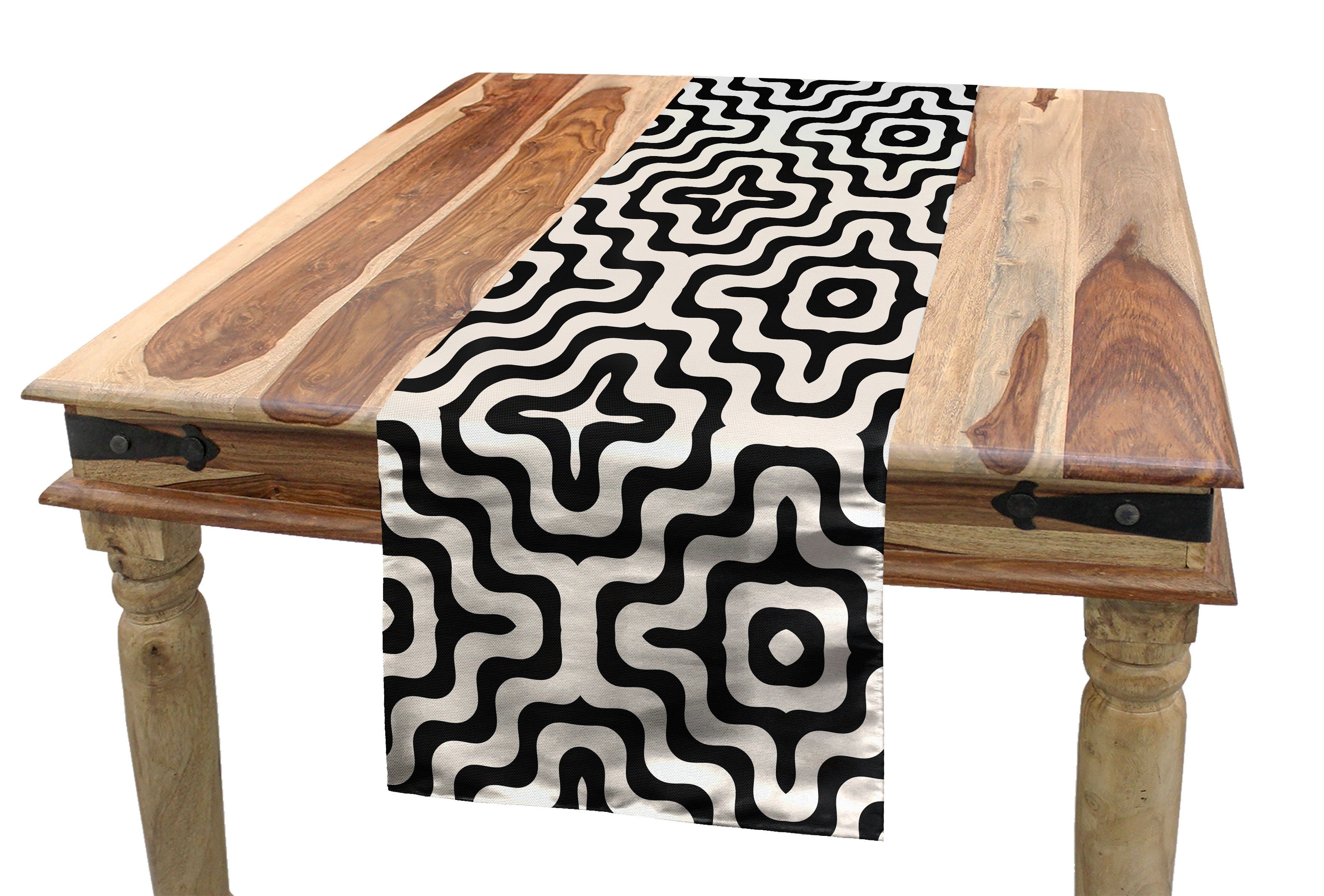 Abakuhaus Tischläufer Esszimmer Küche Rechteckiger Dekorativer Tischläufer, Abstrakte Geometrie Wellenförmige Geometric