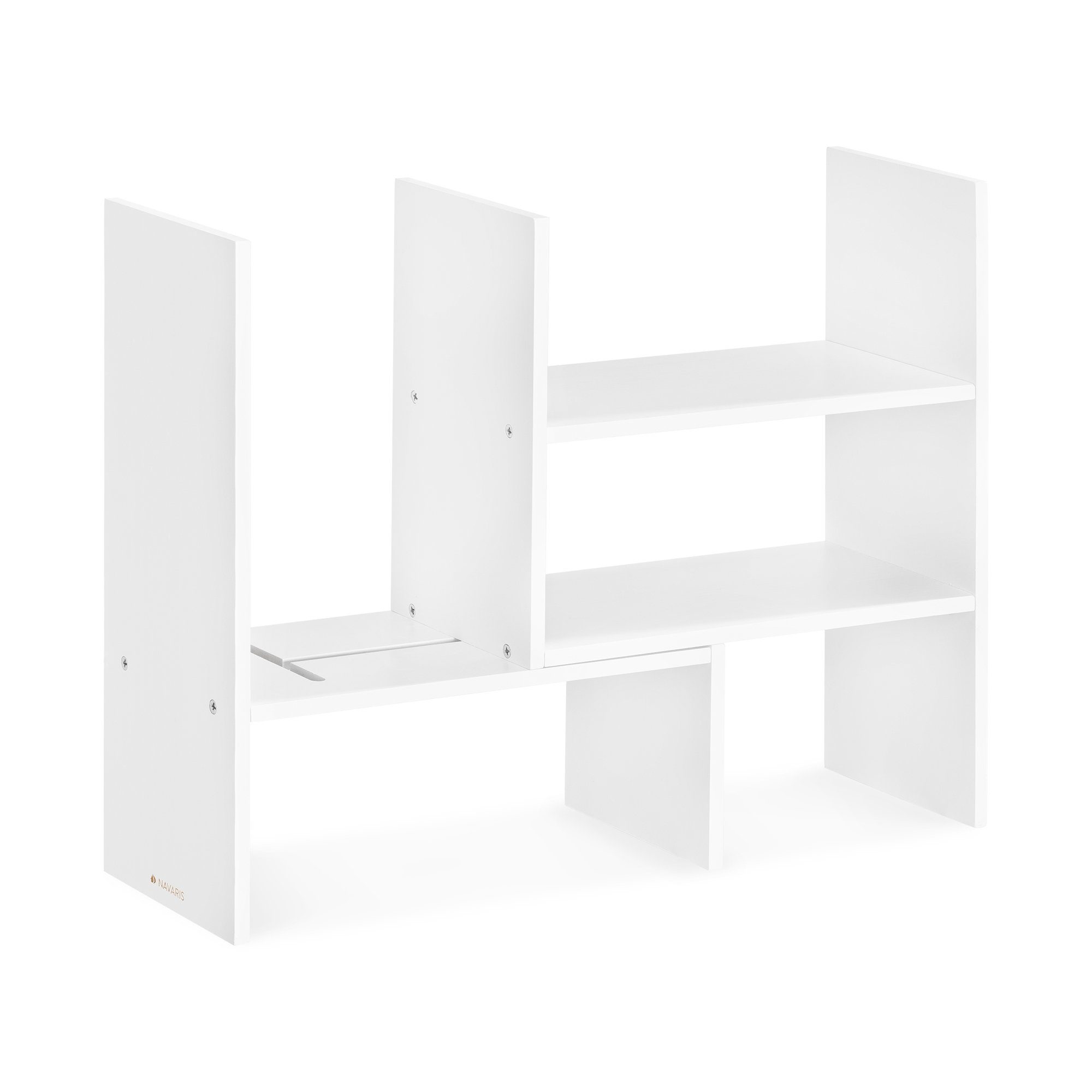 Navaris Bücherregal Schreibtisch-Organizer 64x15,5x40 - verstellbares Regal - Weiß