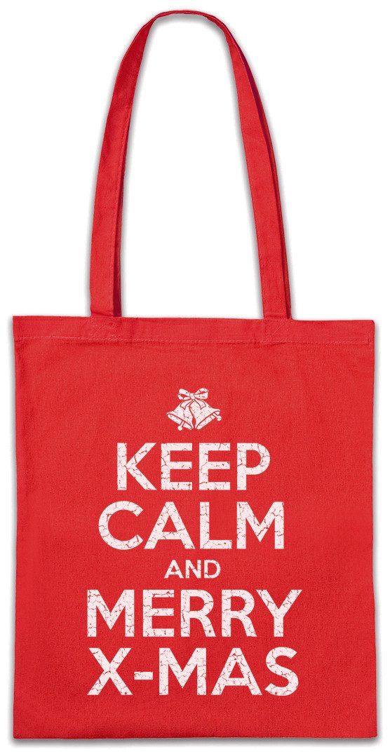 Beuteltasche Keep Calm And Merry X-Mas Stofftasche Let it Snow White Cristmas