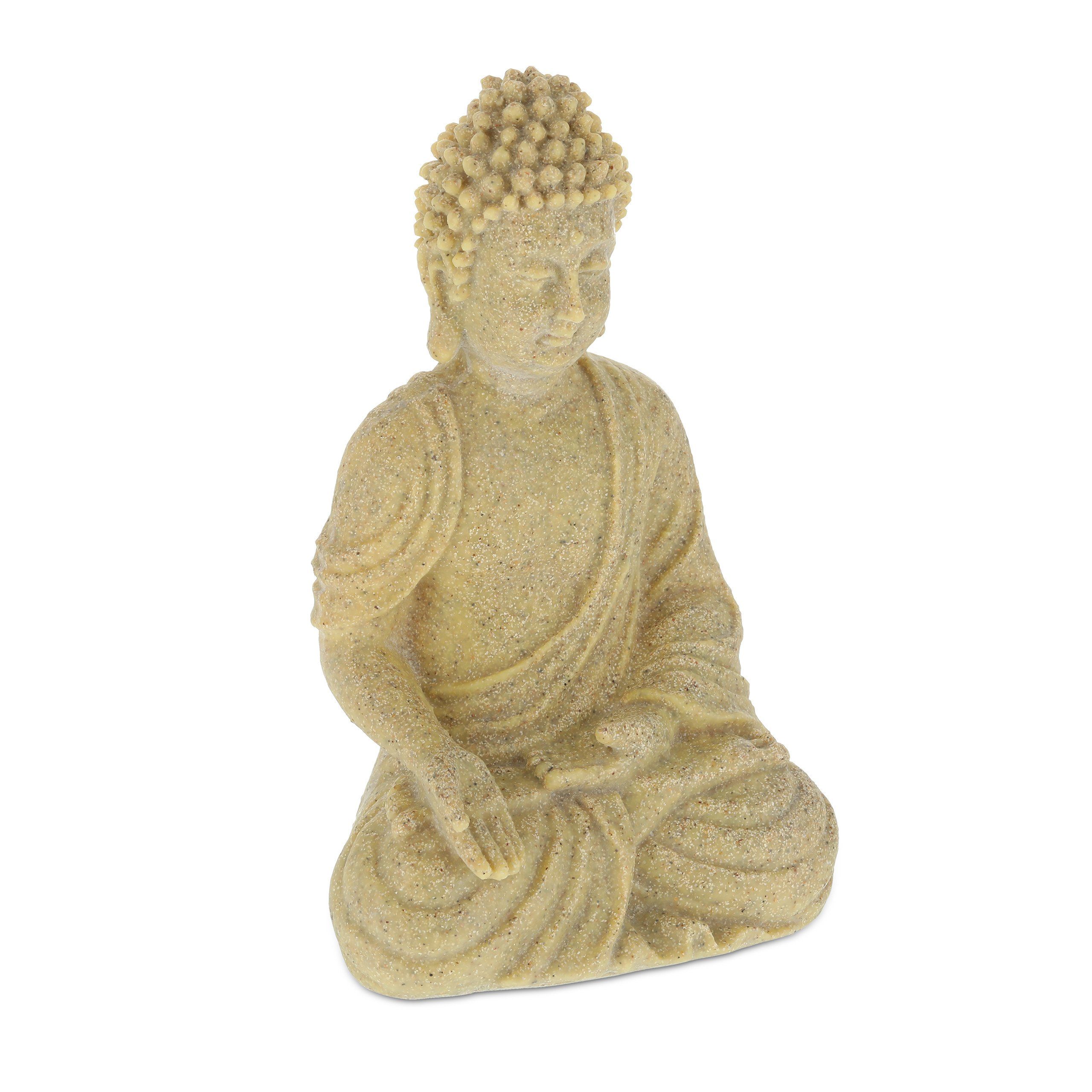 relaxdays Buddhafigur Buddha Figur sitzend Sand Beige cm, 30