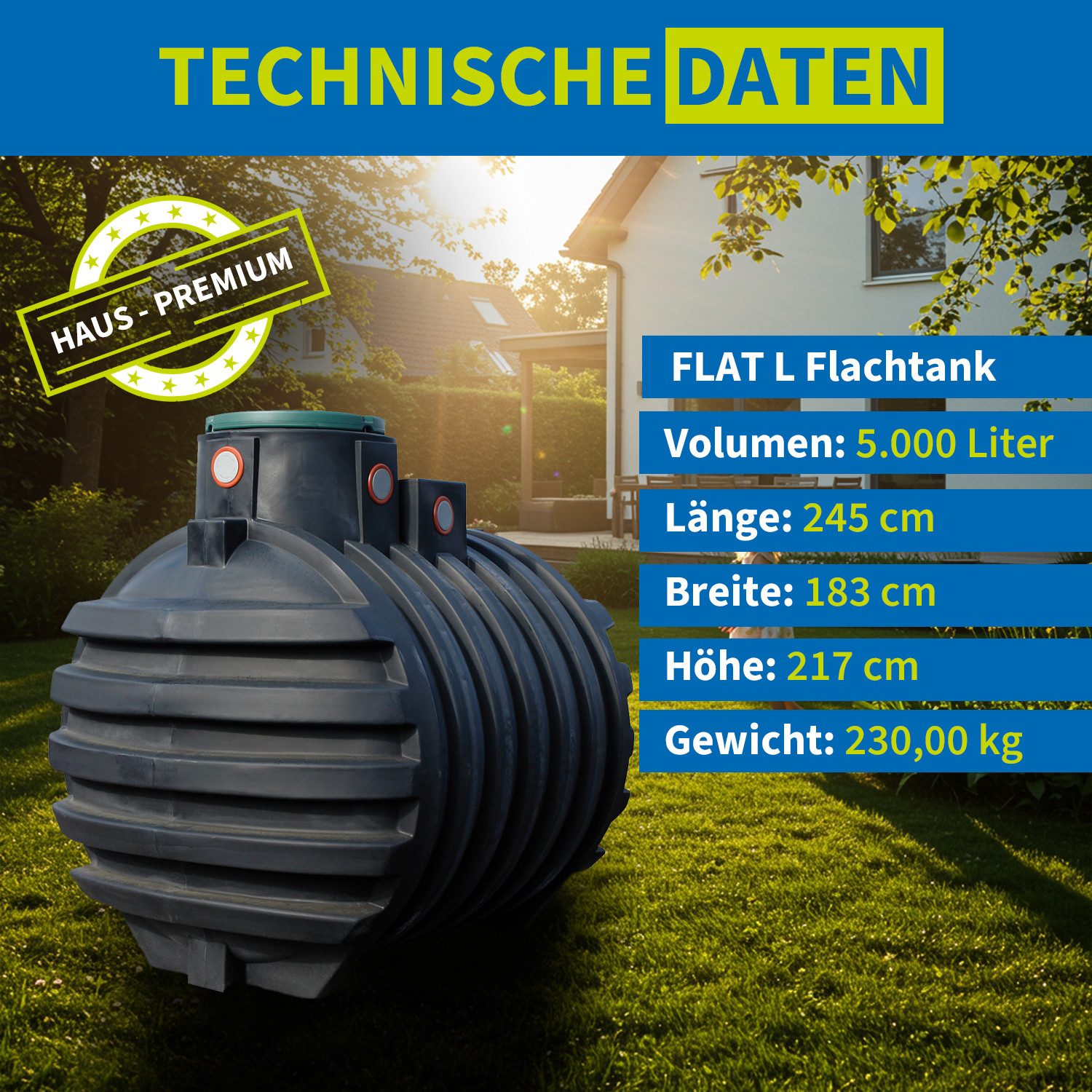 4rain Wasserreservoir MONO Retentionszisterne Plus 5000 Liter inkl. Tankabdeckung, 5000 l