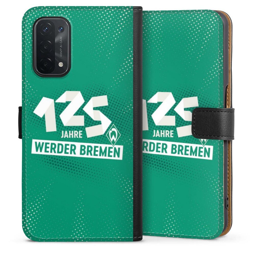 DeinDesign Handyhülle 125 Jahre Werder Bremen Offizielles Lizenzprodukt, Oppo A54 5G Hülle Handy Flip Case Wallet Cover Handytasche Leder