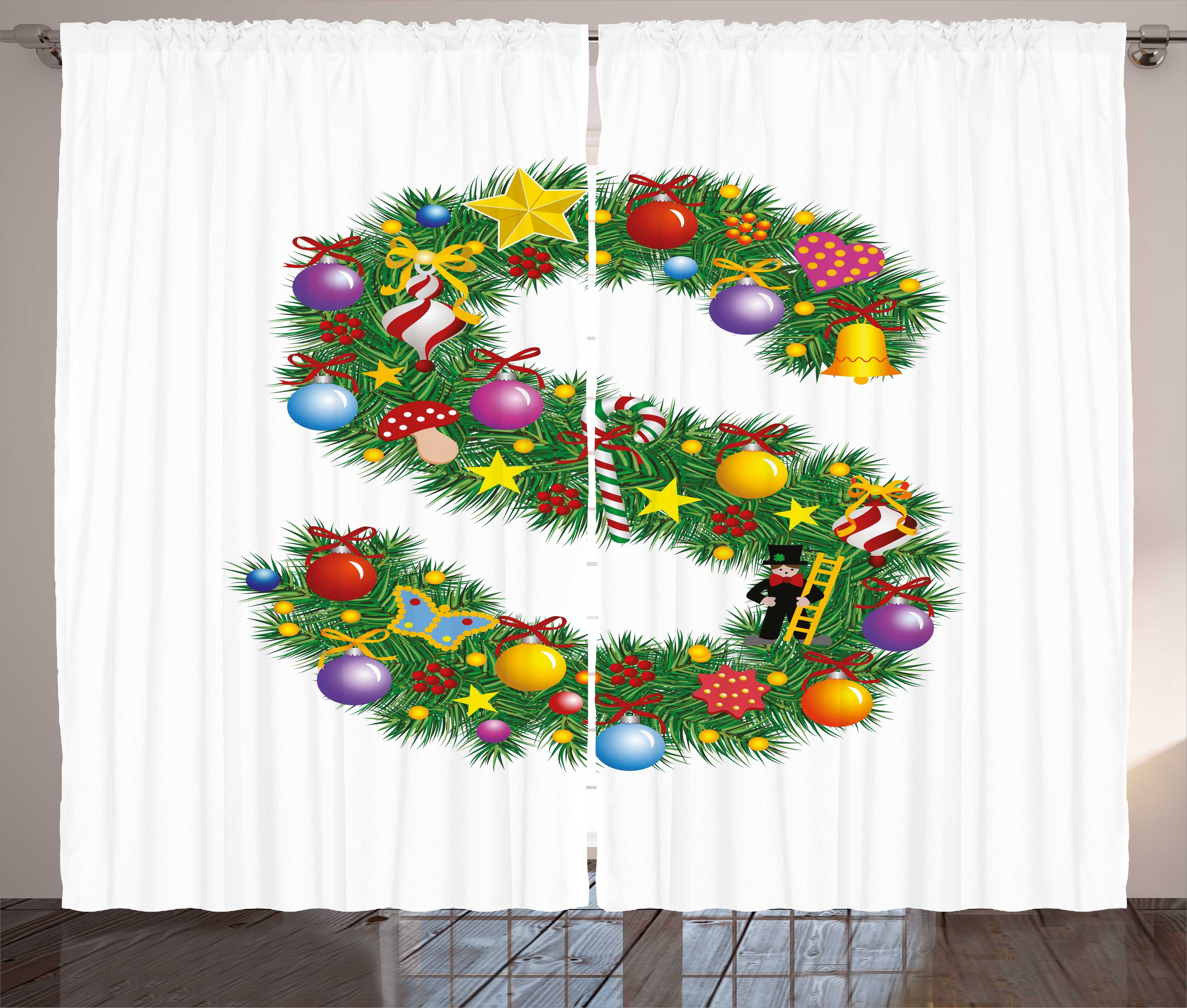 Gardine Schlafzimmer Kräuselband Vorhang mit Schlaufen und Haken, Abakuhaus, Briefe Weihnachtsschmuck