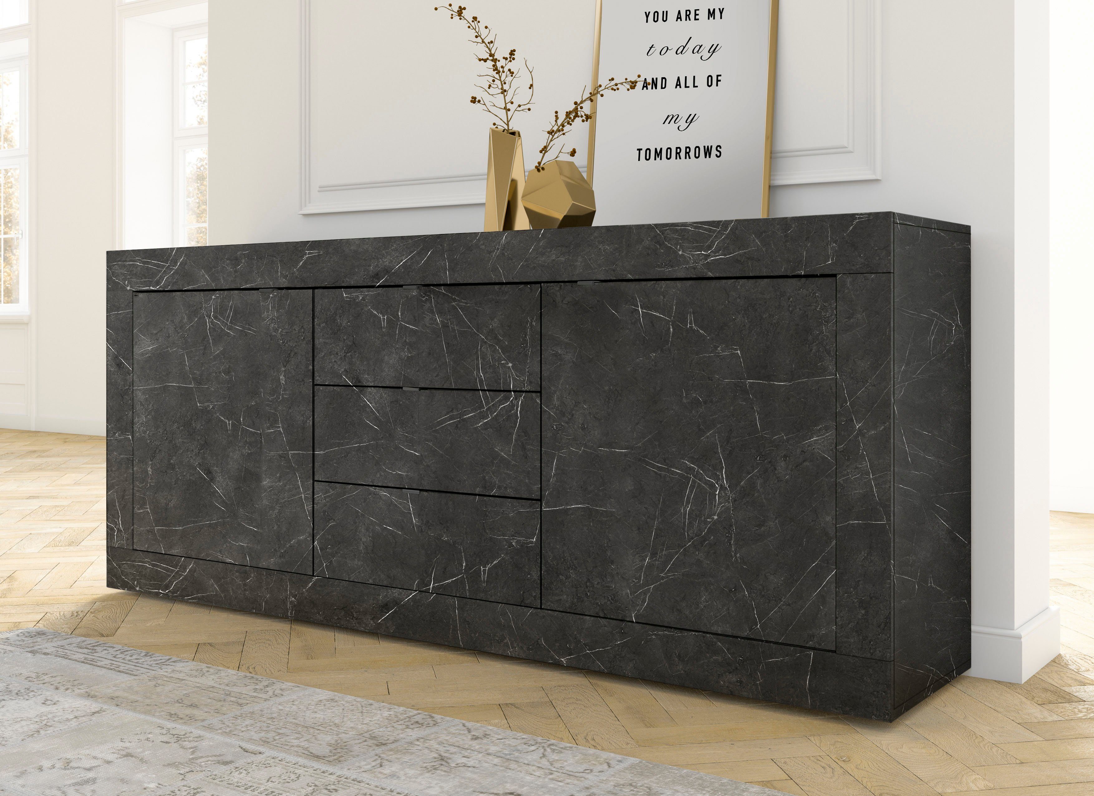 INOSIGN Sideboard Basic Breite 210 cm, Kommode 2 Türen, 3 Schubkästen, Anri günstig online kaufen