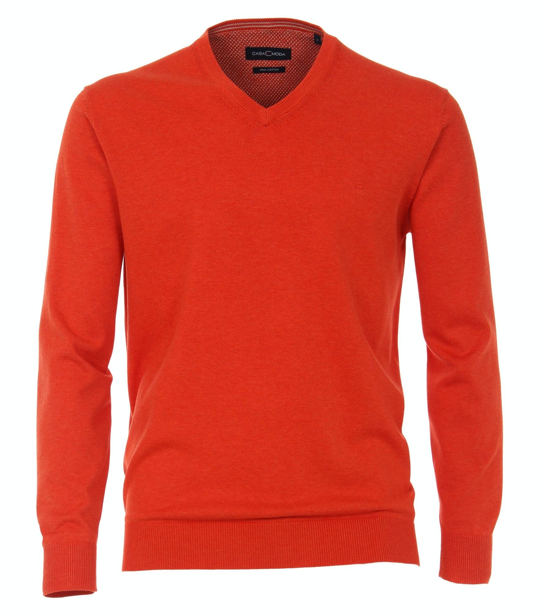 CASAMODA V-Ausschnitt-Pullover 004430 PIMA-Baumwolle Orange (458)