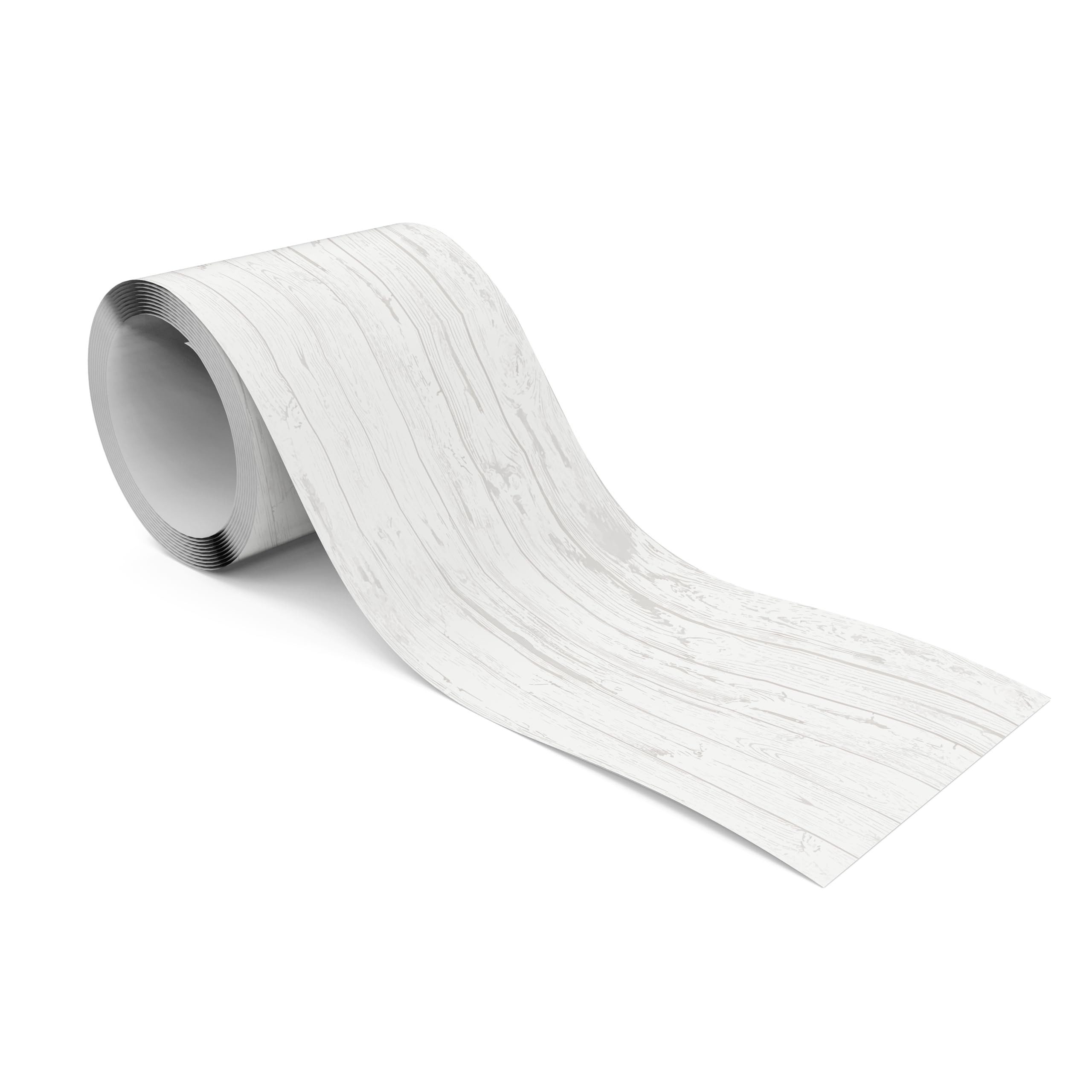 Muralo Bordüre Wandbordüre selbstklebend Muster – Tapetenbordüre Wohnzimmer Flur, grafisch, Weiße Holzbretter-Optik, 10 x 300 cm, abriebfest, abwischbar