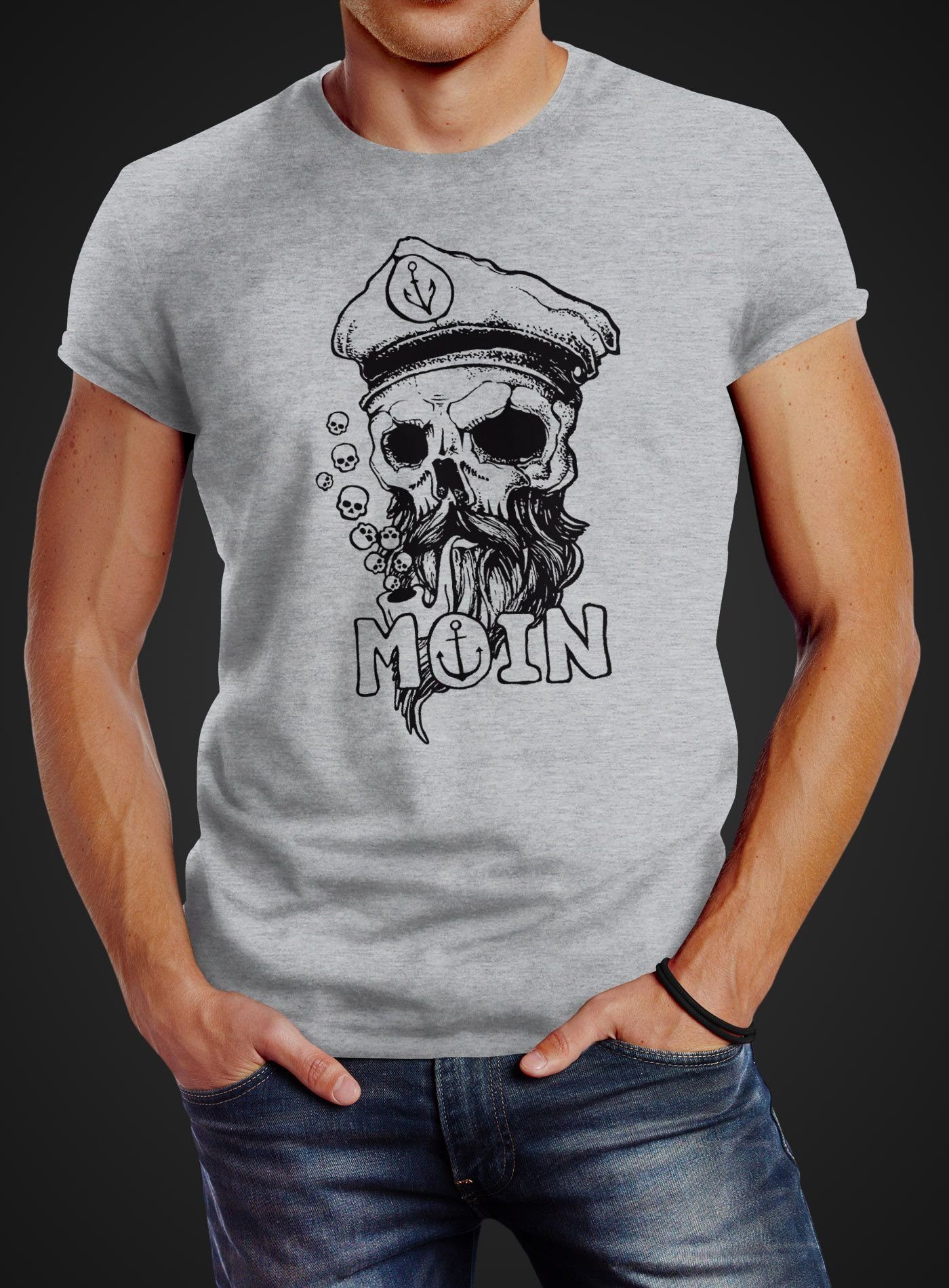 Neverless Print-Shirt Herren T-Shirt Moin Kapitän günstig online kaufen