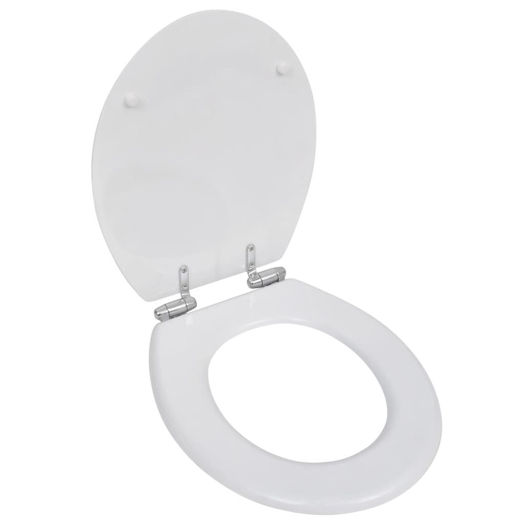 vidaXL WC-Sitz Toilettensitz MDF Deckel mit Absenkautomatik Design Weiß (1-St)