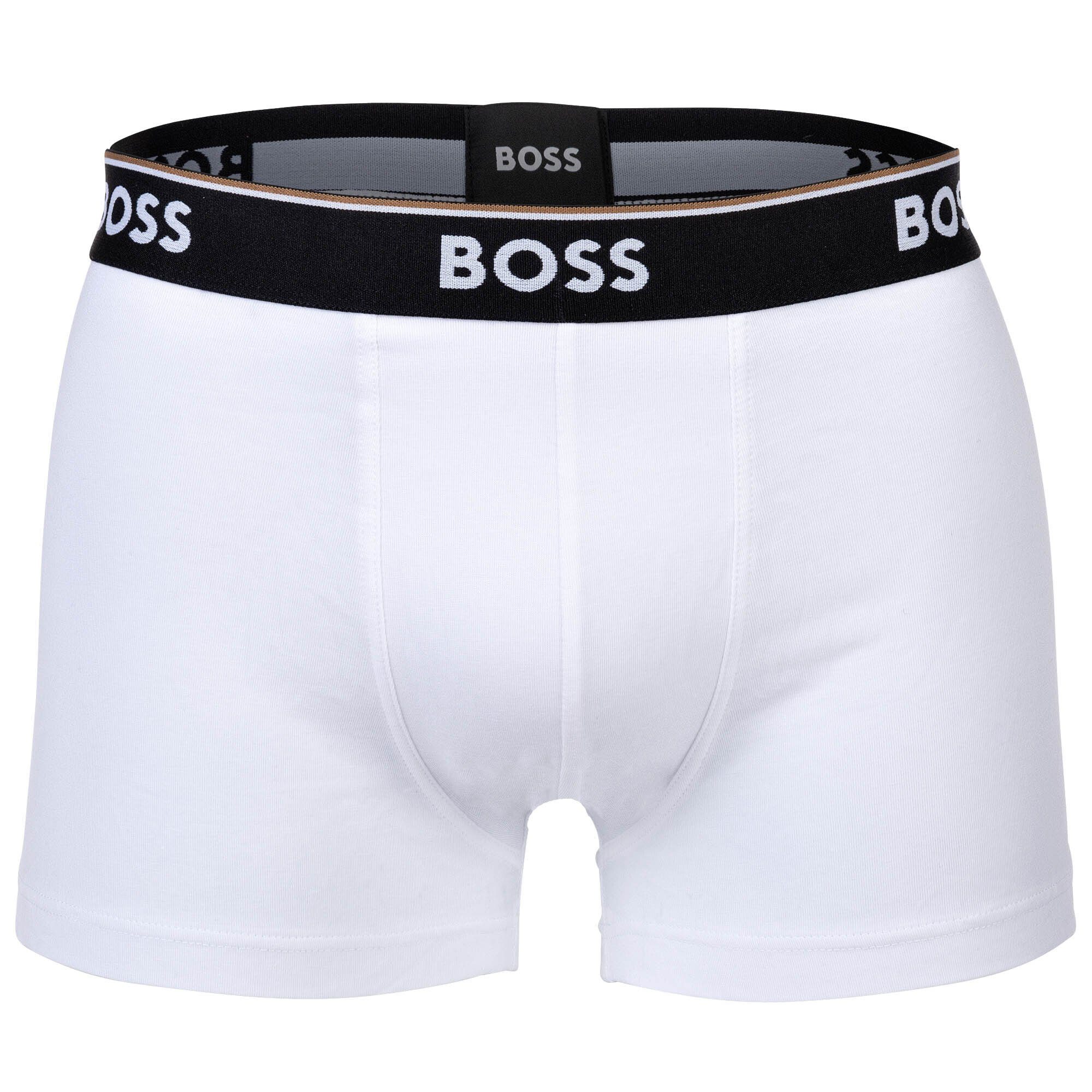 BOSS Boxer Herren Trunks, 3er Power, - Boxershorts 3P Schwarz/Braun/Weiß Pack