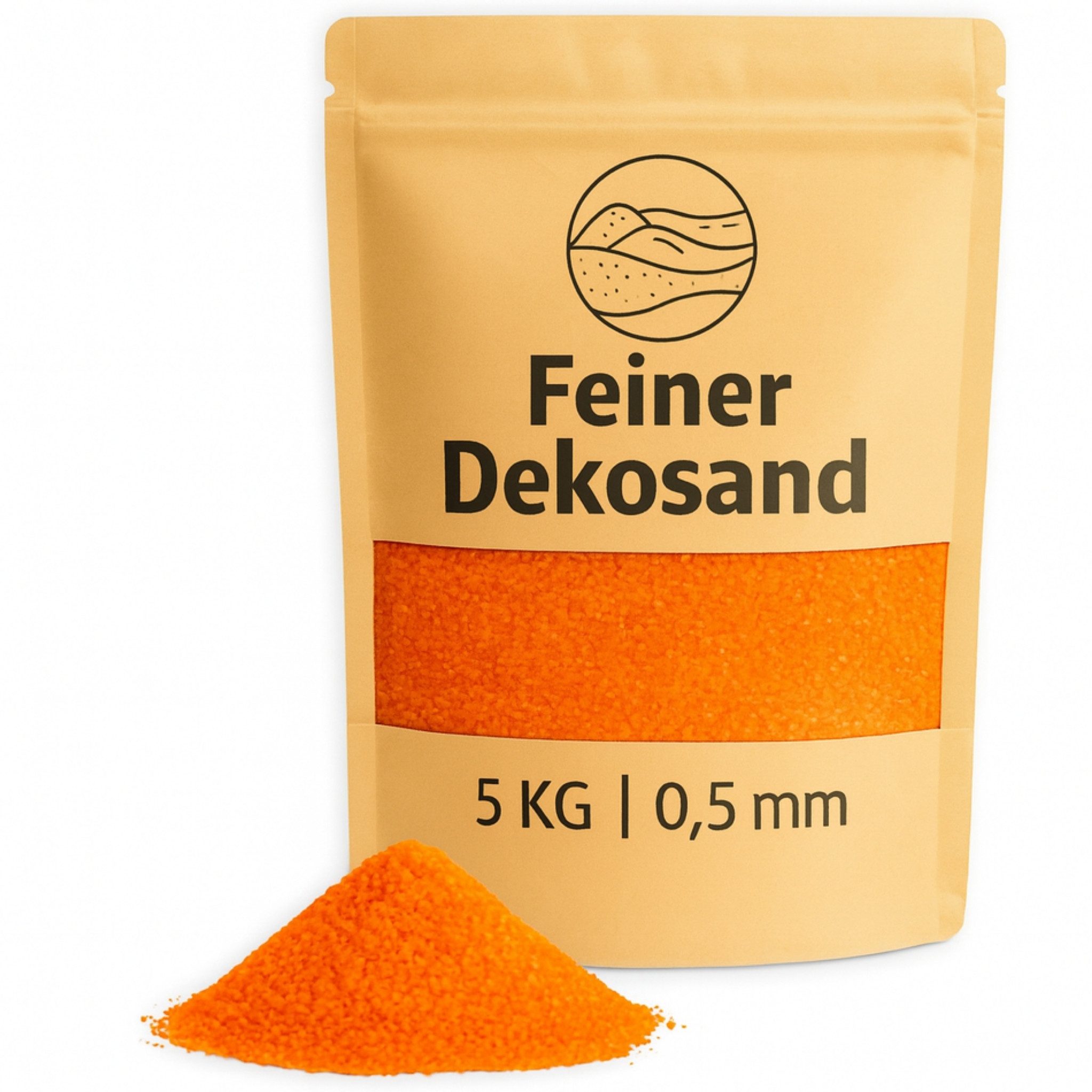 matches21 HOME & HOBBY Dekosand Deko-Sand orange 5 kg für Vasen, Gläser & Streudeko (1-St), Bunter Farbsand als feiner Deko- & Bastelsand