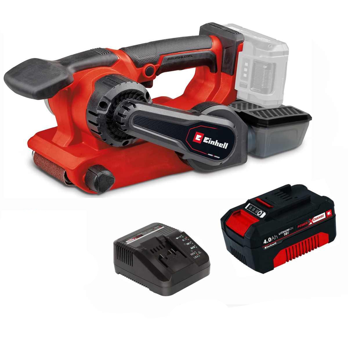 Einhell Akku-Bandschleifer Professional 18V Bandschleifer TP-BS 18/457 Li BL Akku 4.0 Ah +3x P80