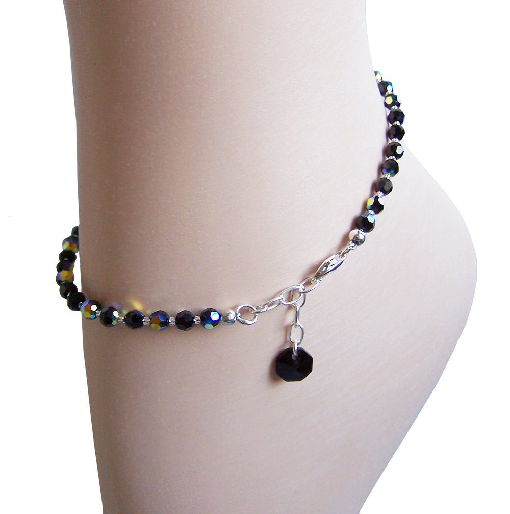 Schöner-SD Fußkette funkelnde Kristallperlen Fußkette mit 925 Silberschließ günstig online kaufen